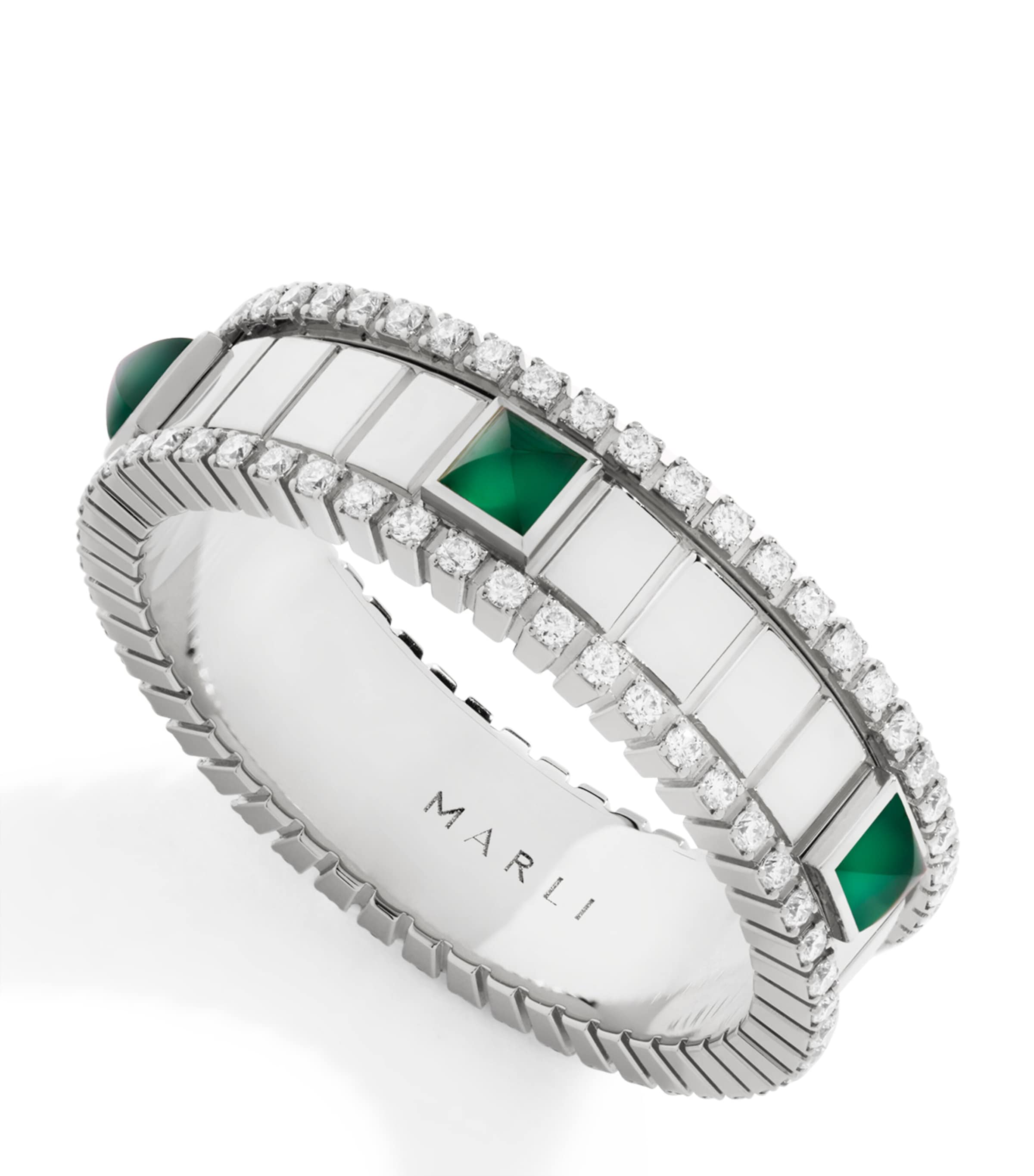 Marli New York White Gold, Diamond And Agate Life Spinning Ring In White