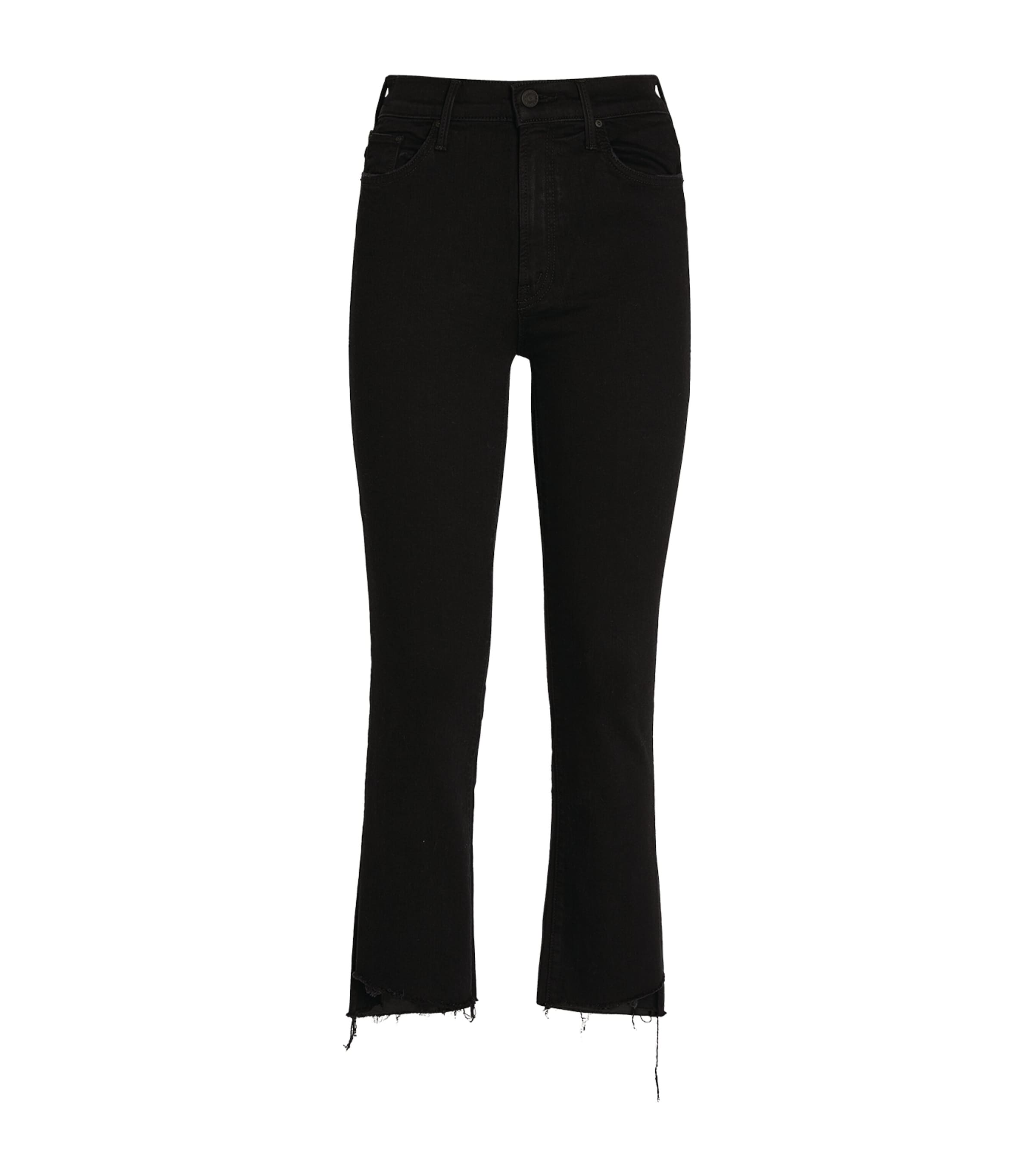 Mother The Insider Crop Frayed Jeans In Black