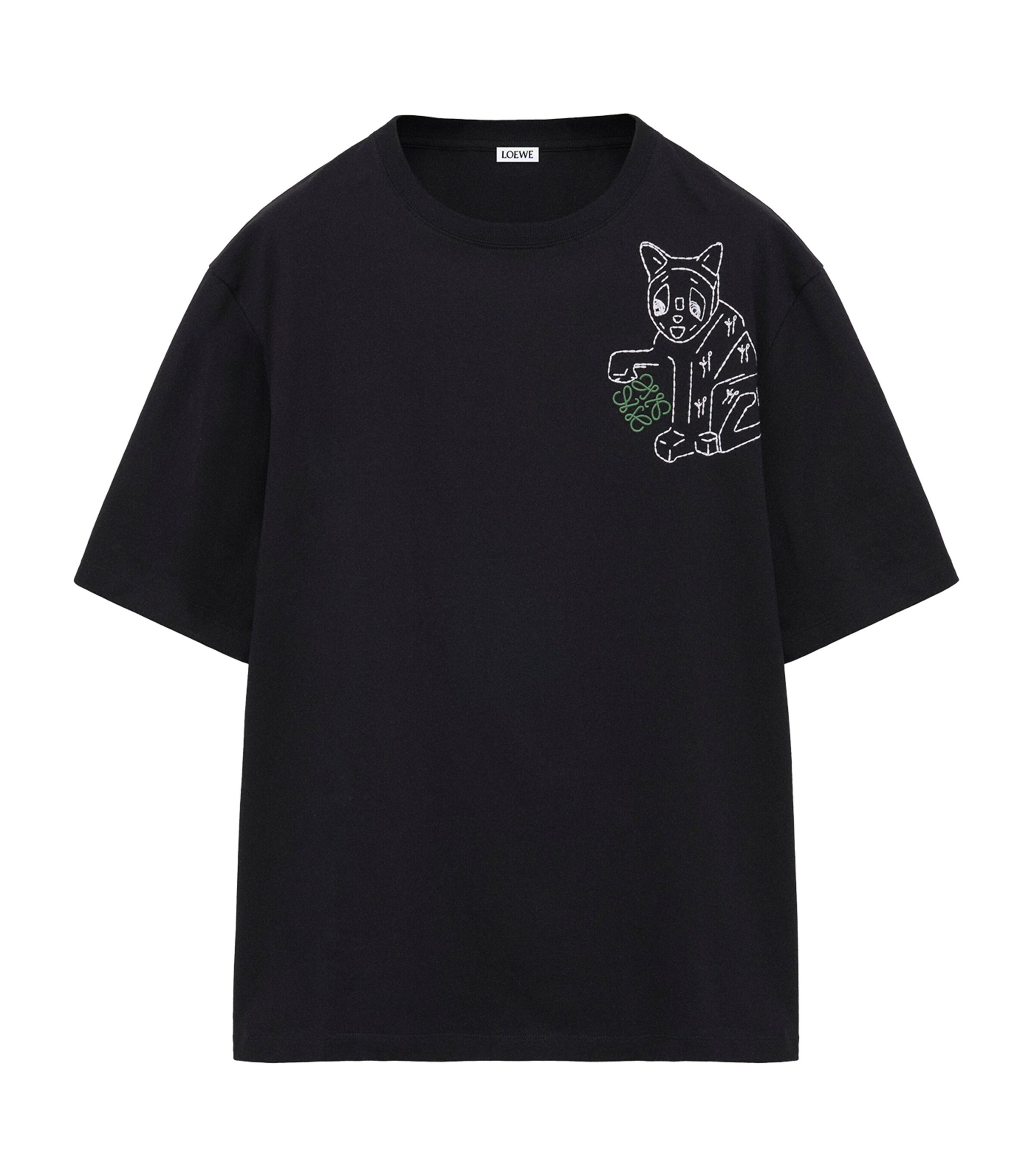 LOEWE Black x Louis Wain Cotton-Blend Anagram Cat Loose T-shirt 