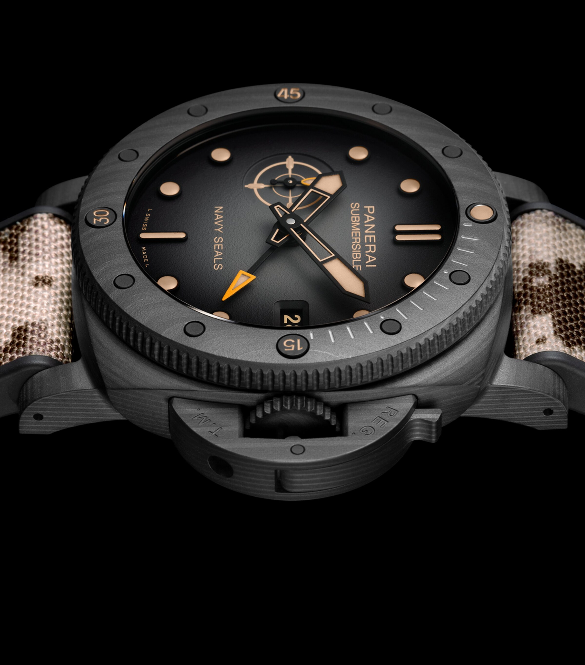 Panerai Carbotech Submersible QuarantaQuattro GMT Navy SEALs Watch 44mm Black Image 3
