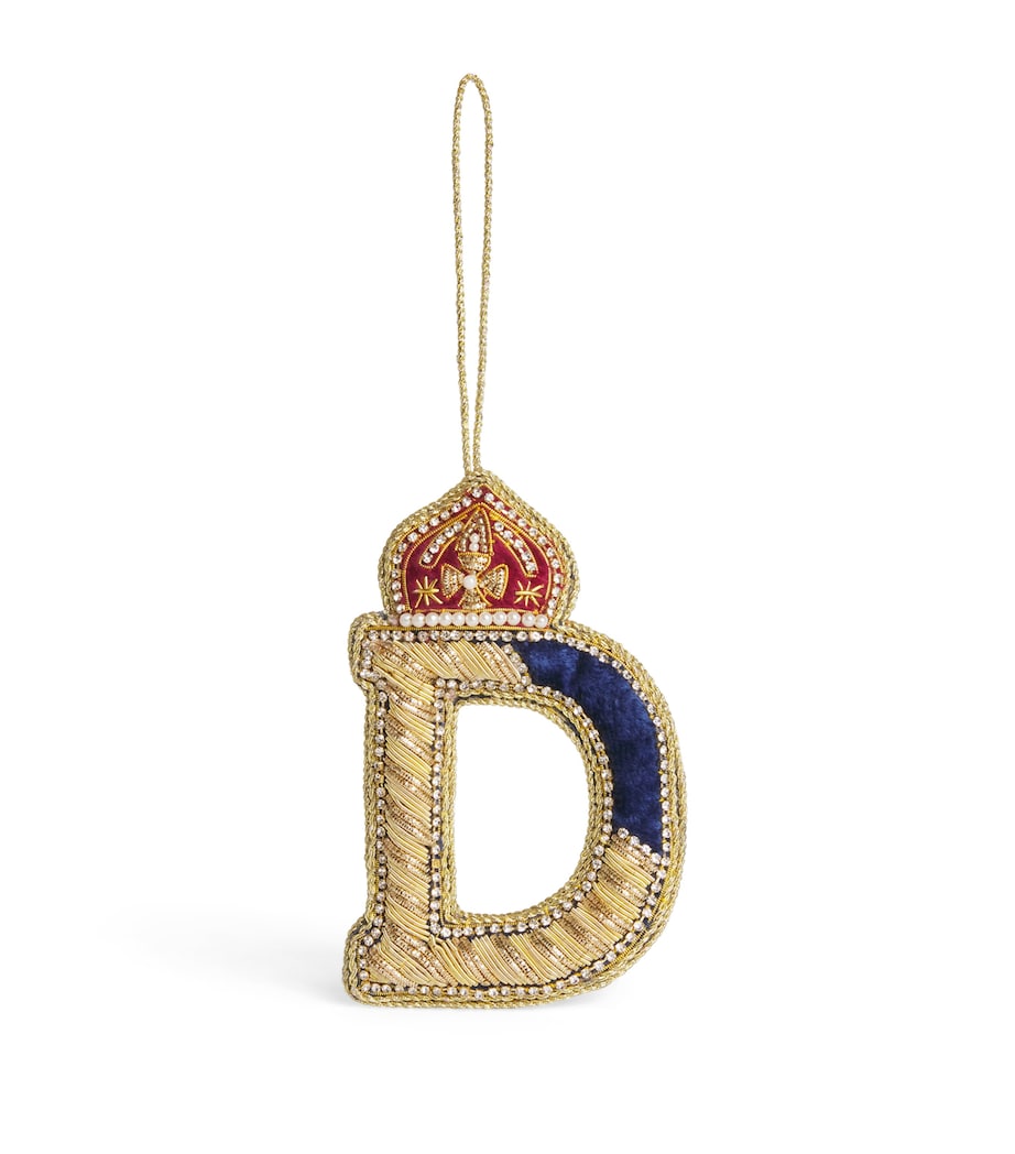 Tinker Tailor Letter D Tree Decoration Navy, Gold & Wine Image 1