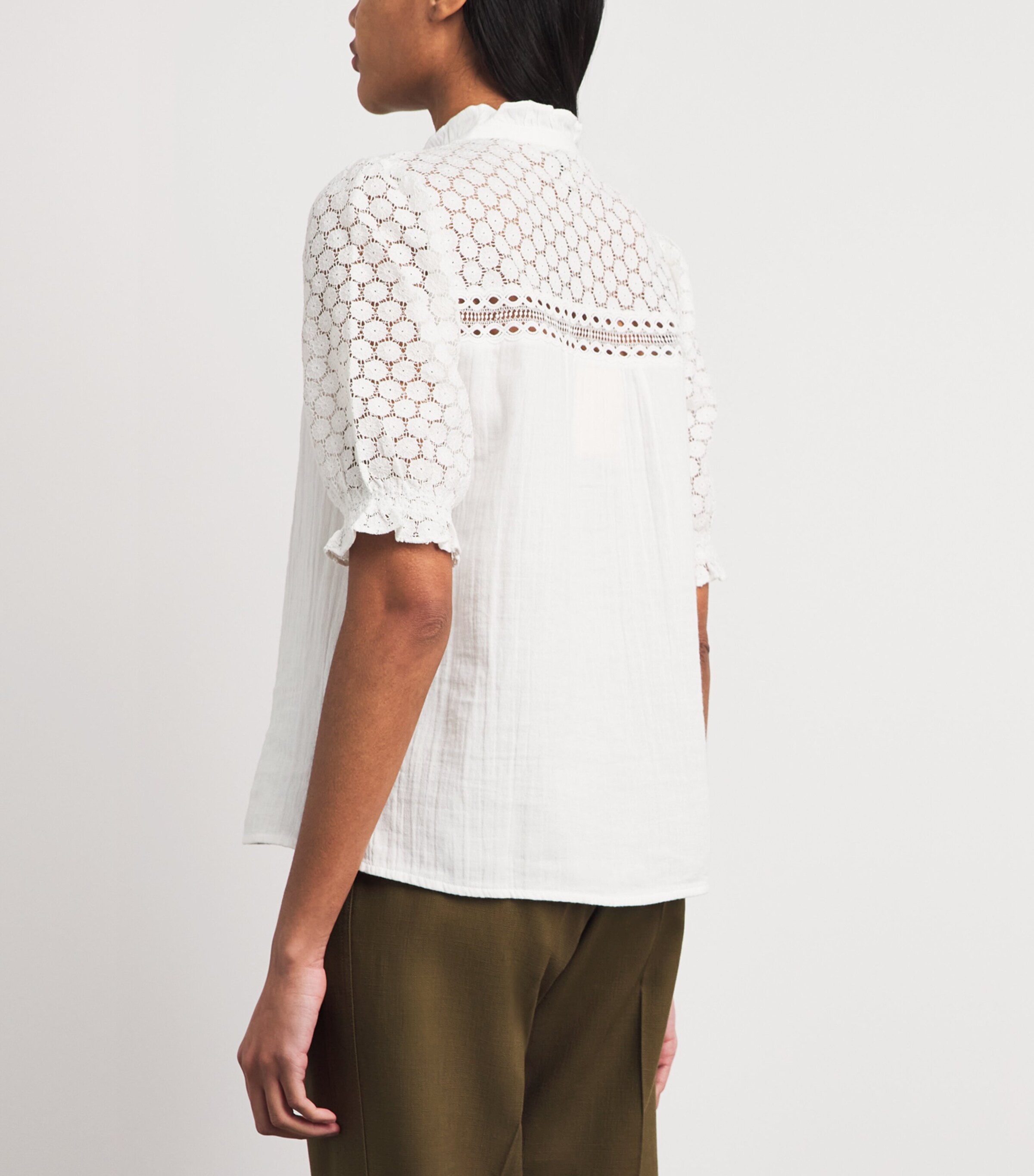 ME+EM Womens Cotton Cheesecloth Blouse Soft White Image 5