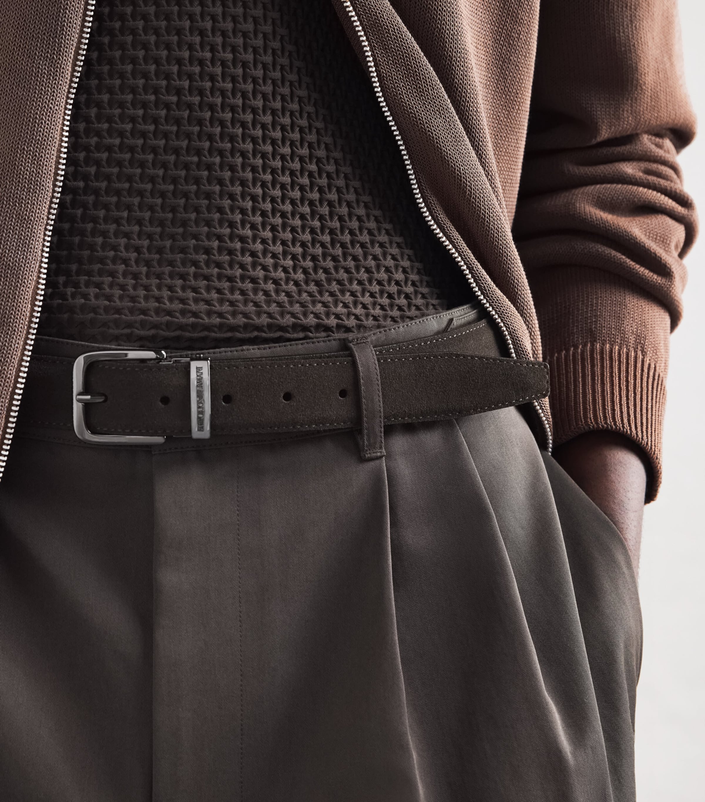 Emporio Armani Mens Leather Buckle Belt Image 2