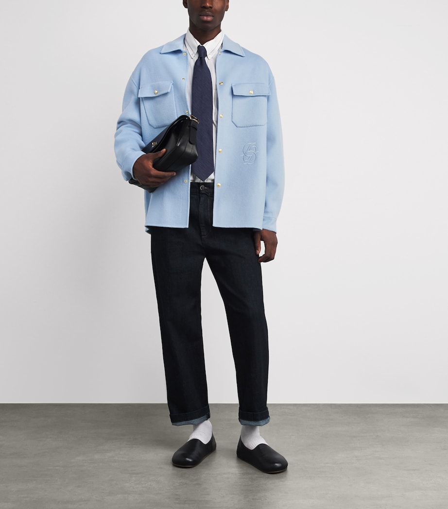 Wool-Blend Logo Overshirt LIGHT BLUE Image 2