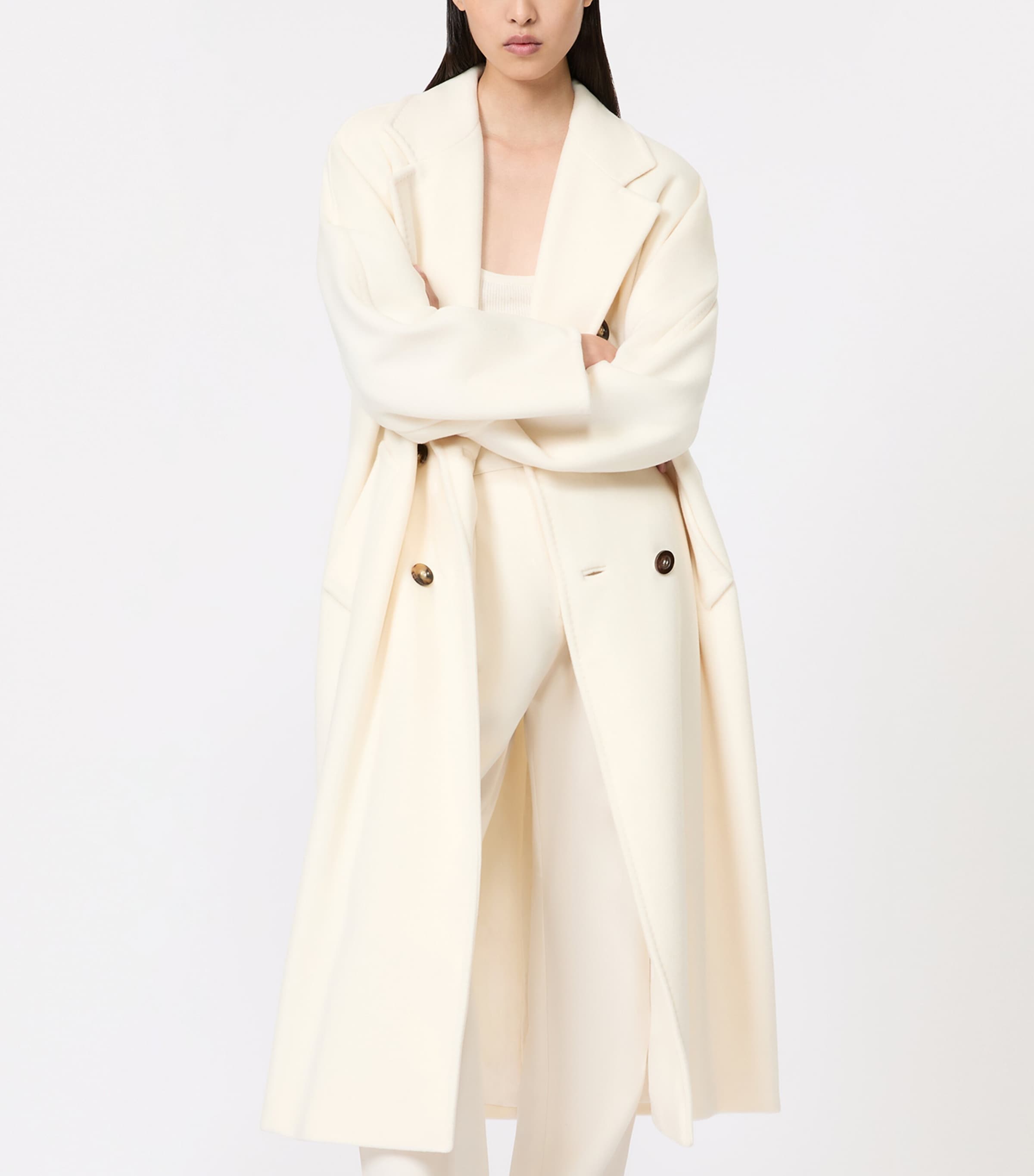 Max Mara Womens Virgin Wool-Cashmere Madame Icon Coat White Image 5