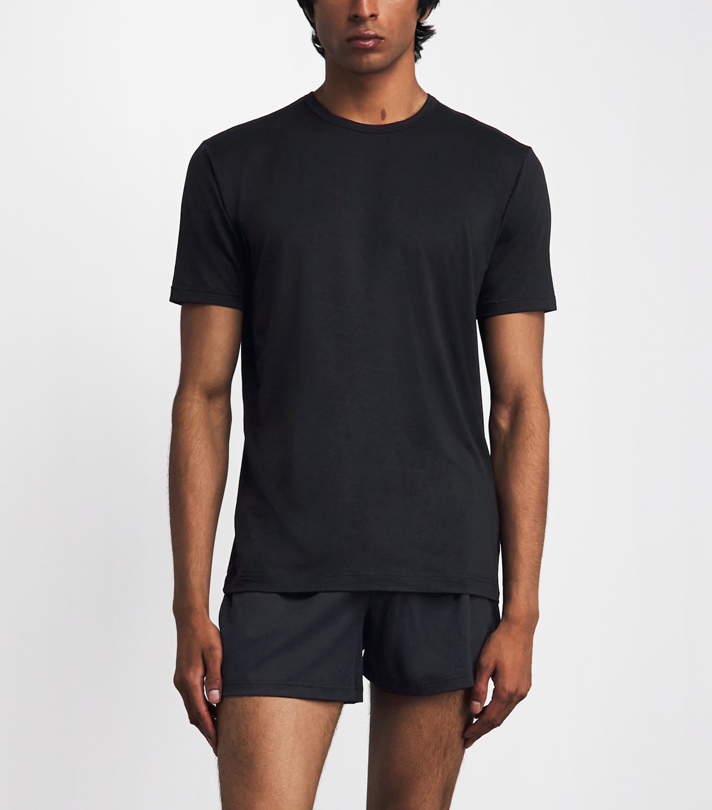 Sunspel Mens Stretch-Tencel T-Shirt Bkaa Black Image 2
