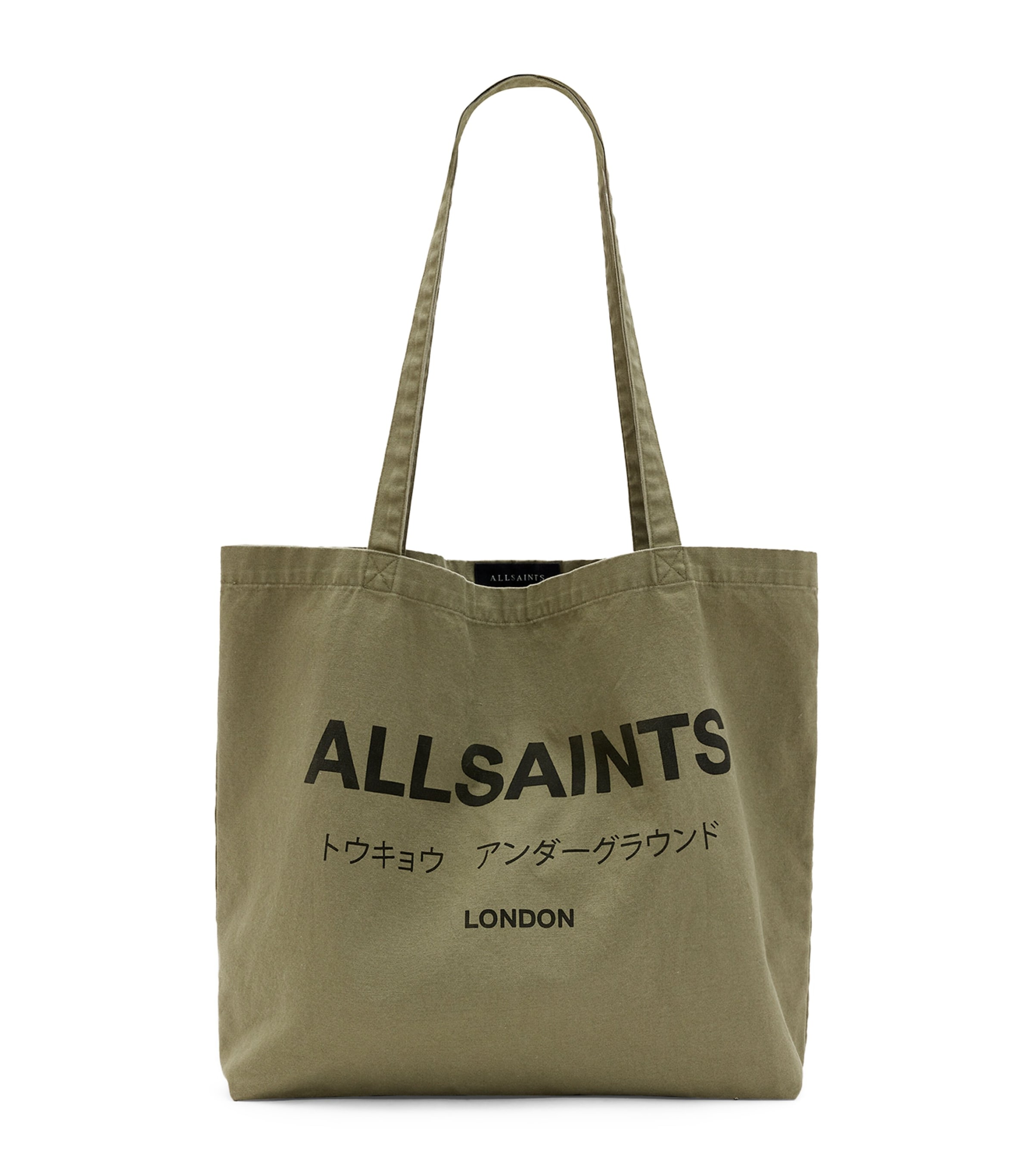Allsaints Cotton Underground Tote Bag In Green