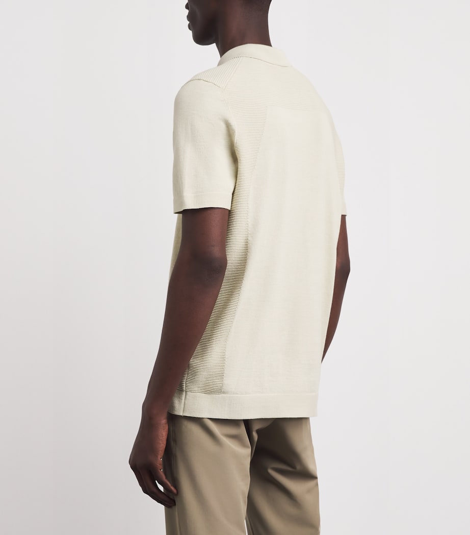 BOSS Mens Knitted Logo Polo Shirt Light Beige Image 5