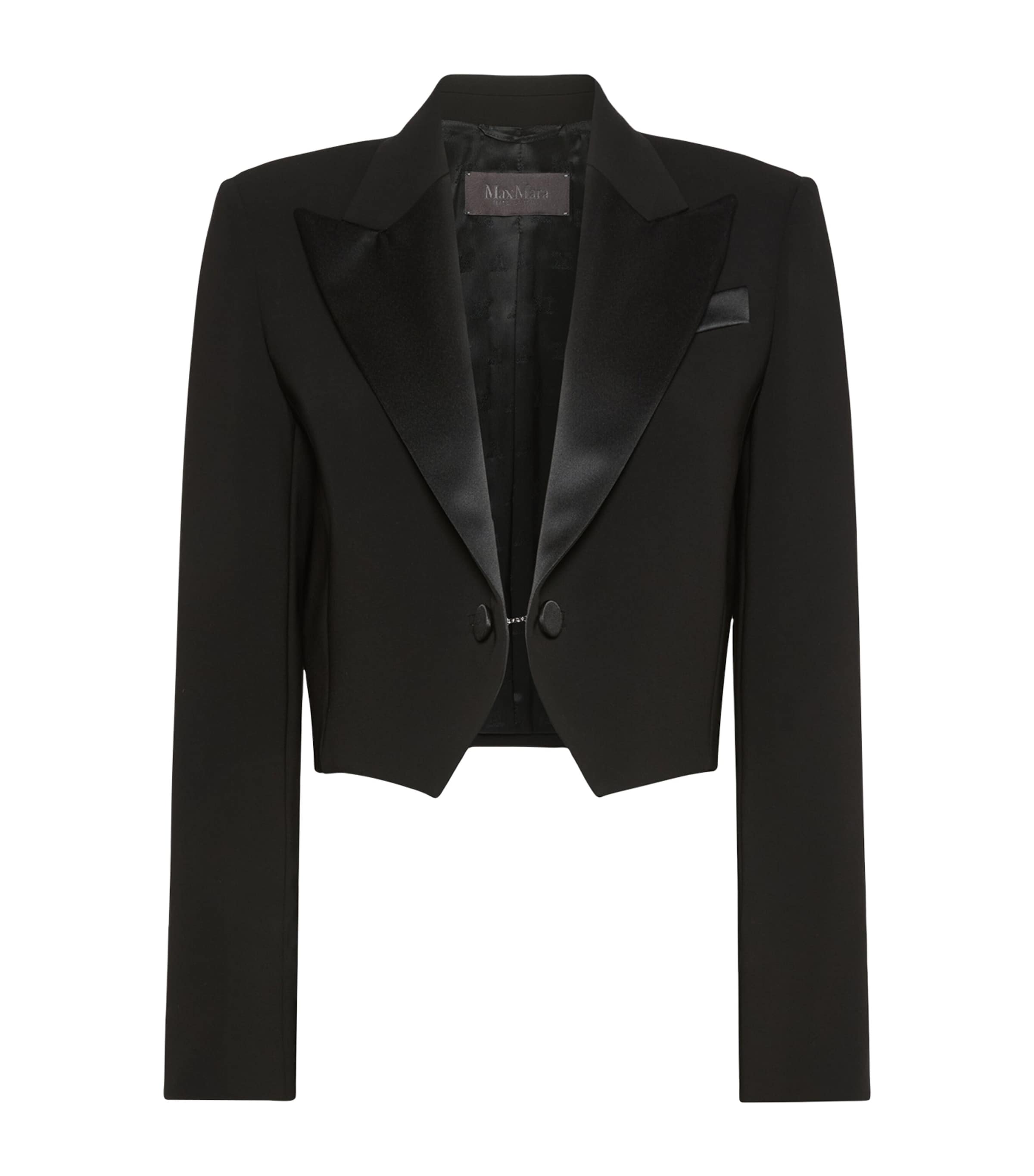 Max Mara Womens Cropped Tuxedo Jacket Black Image 1