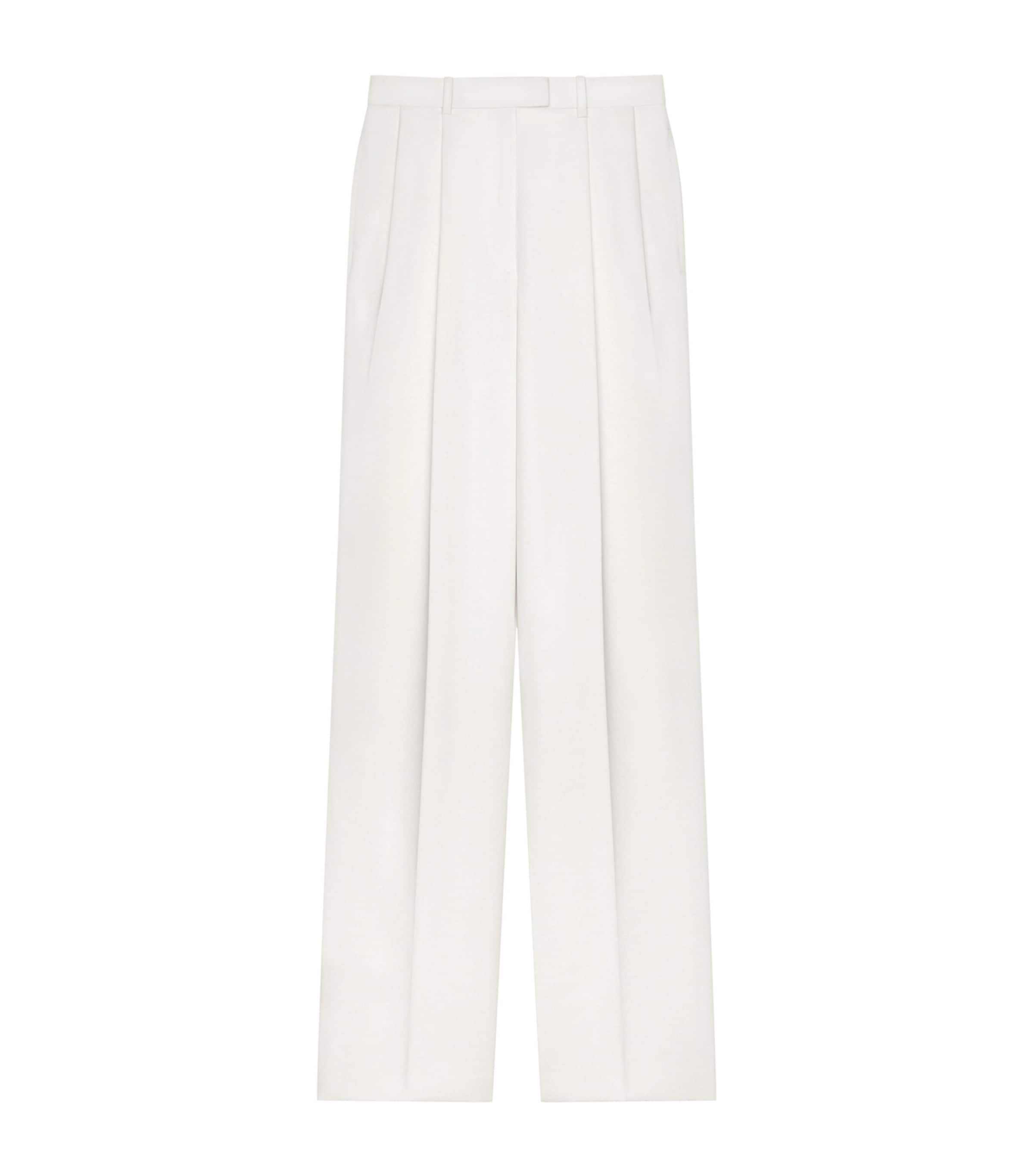 Givenchy Womens Wool-Mohair Double-Pleated Trousers White Image 1