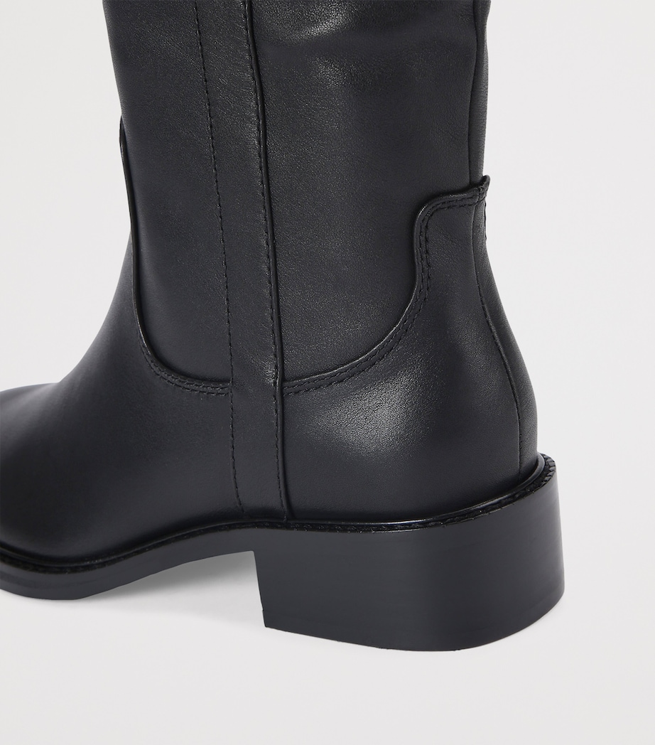 Leather Mansion Knee-High Boots BLACK Image 3