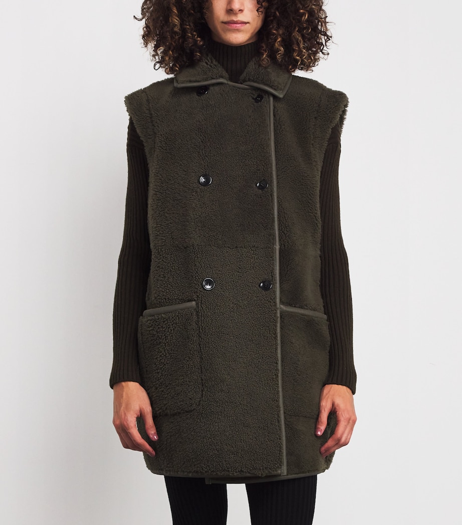 Reversible Leather-Shearling Gilet MOSS GREEN Image 6