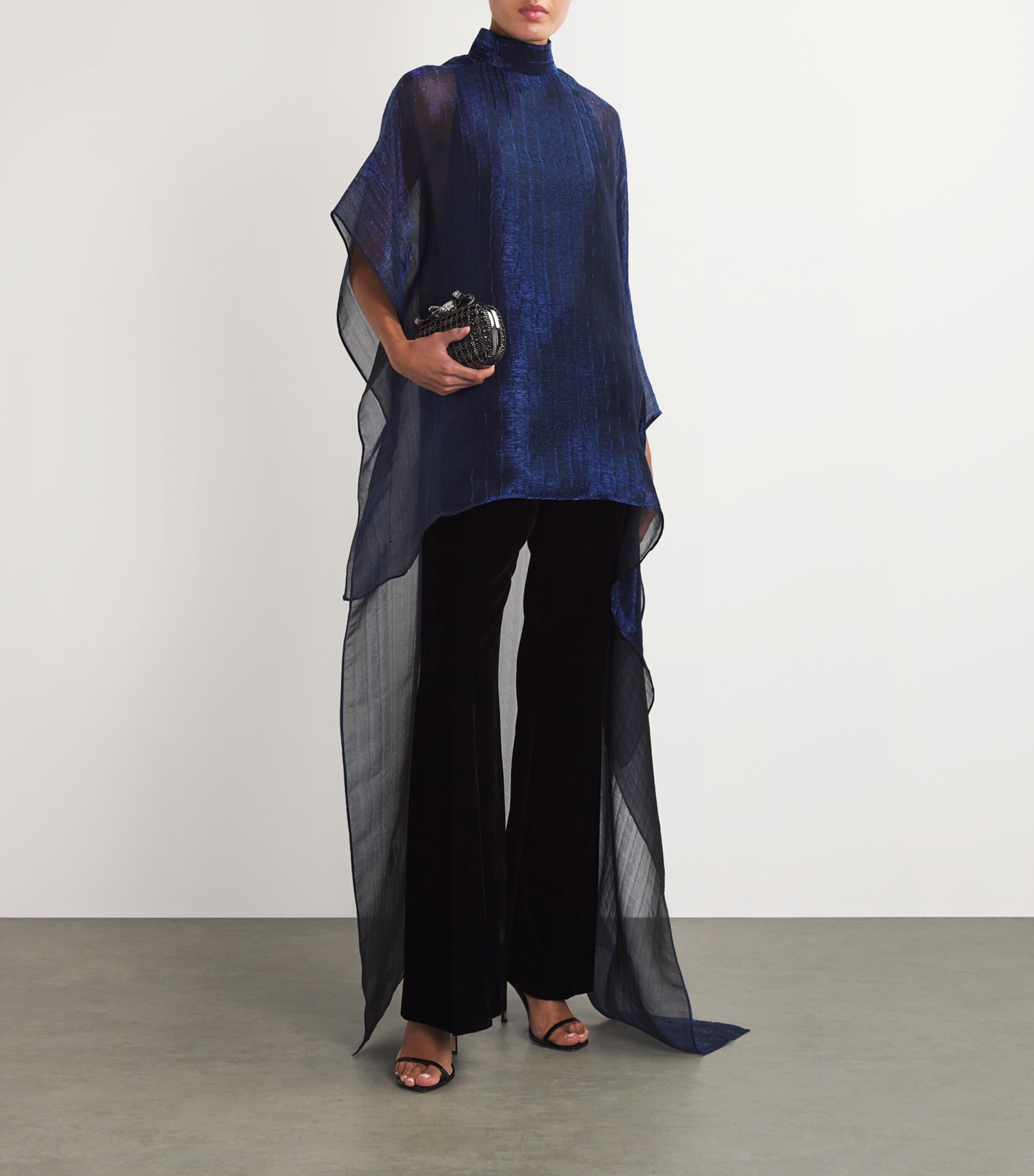Taller Marmo Navy Organza Asymmetric Dallas Kaftan Mini Dress | Harrods US