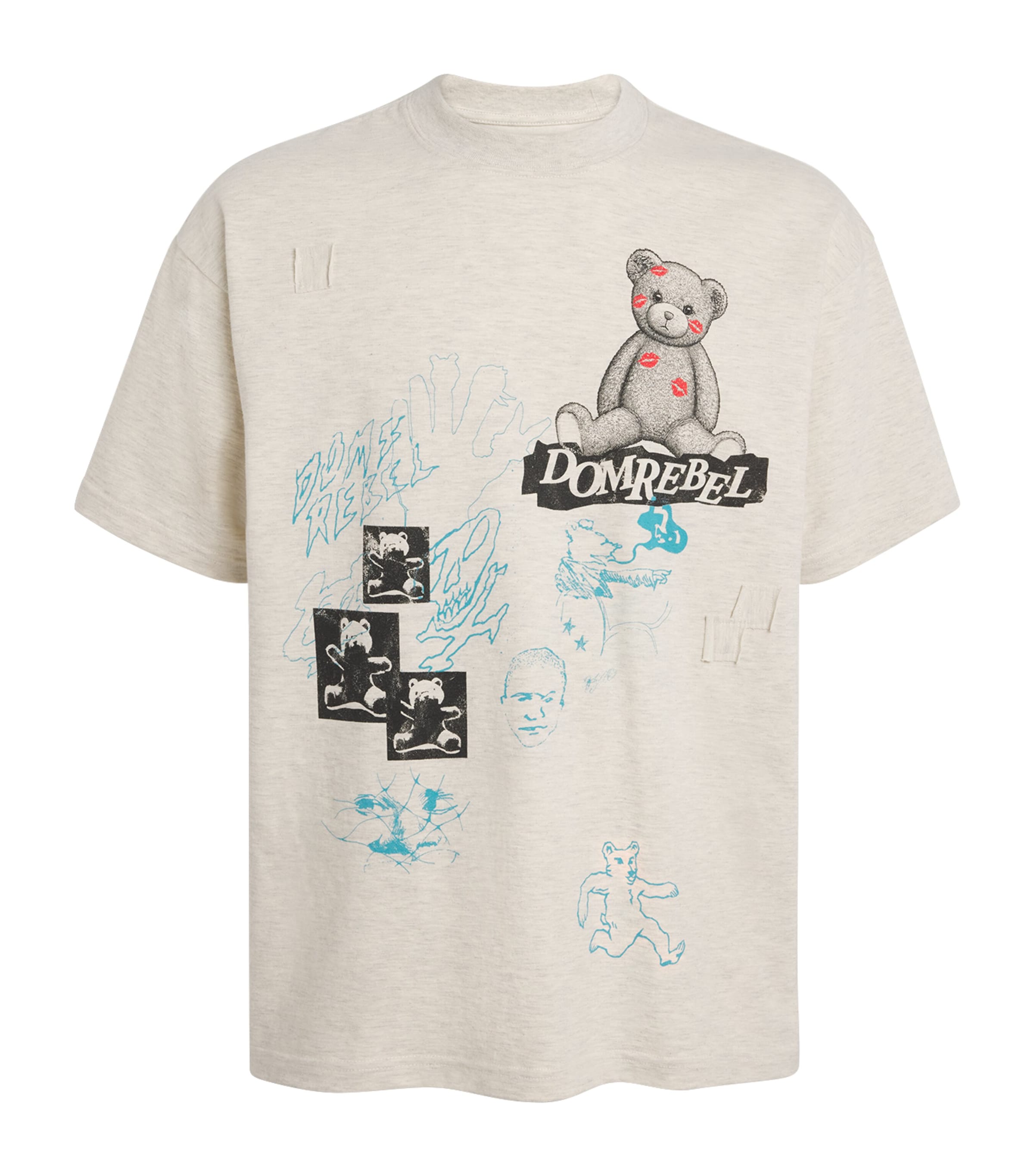 DOMREBEL Mens Cotton Scribble T-Shirt Greige Image 1
