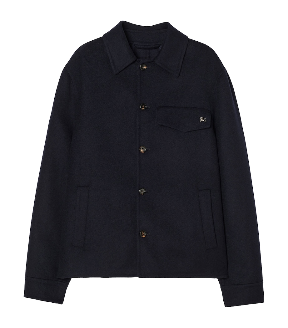 Burberry Mens Wool Shacket Overshirt Navy/navy Check Image 1