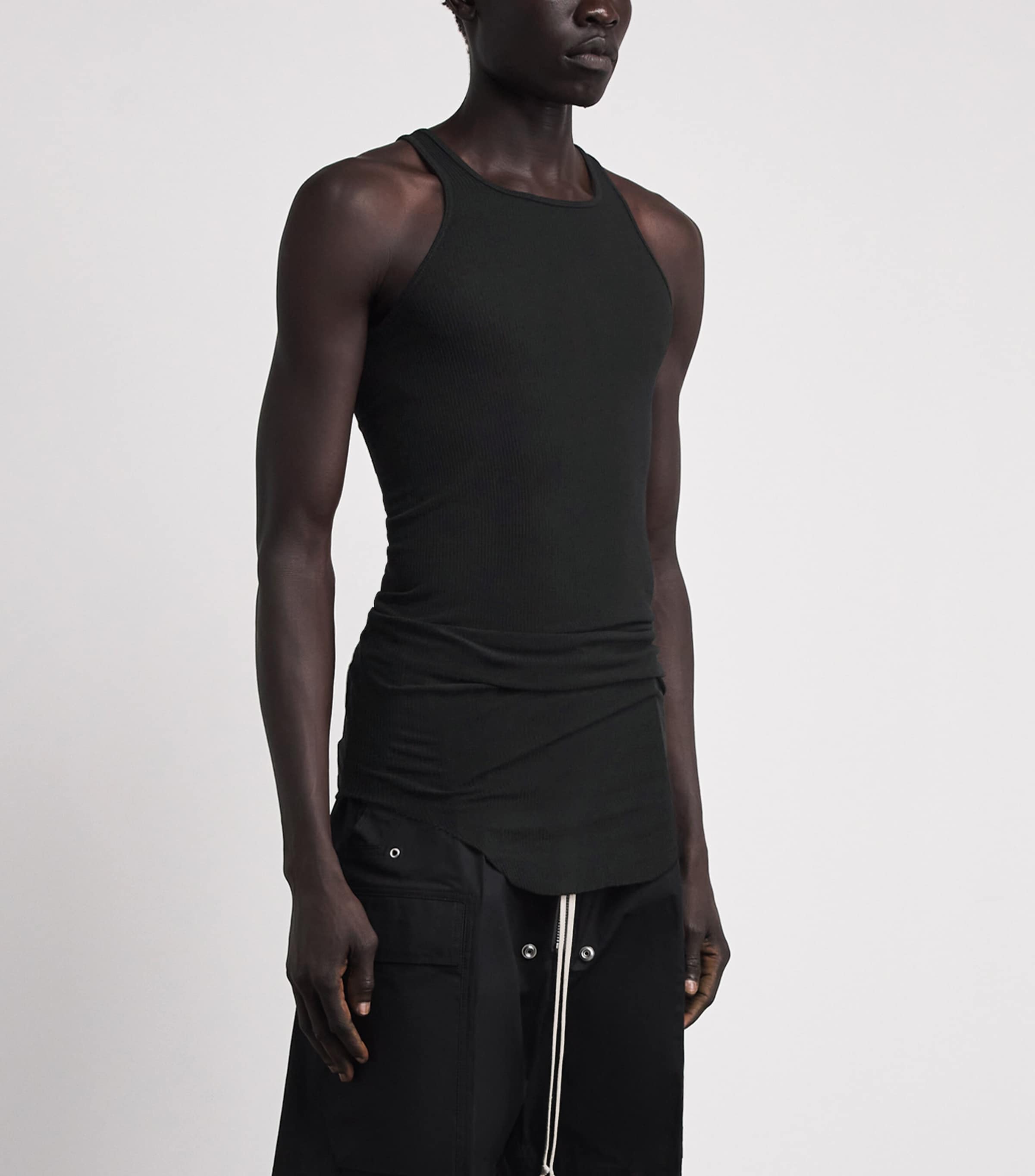 Rick Owens Mens Basic Ribbed Tank Top Black Image 4