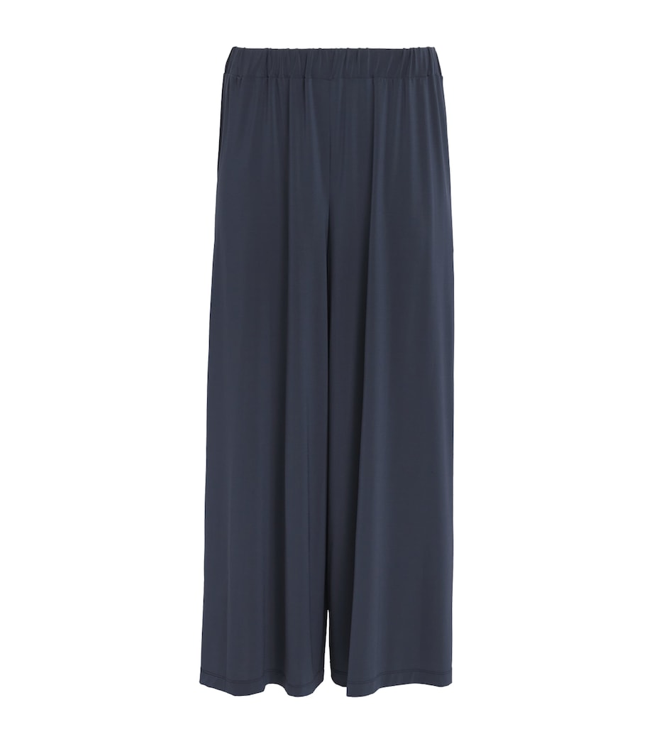 Issey Miyake Womens Drape Jersey Cropped Trousers Dark Navy Image 1