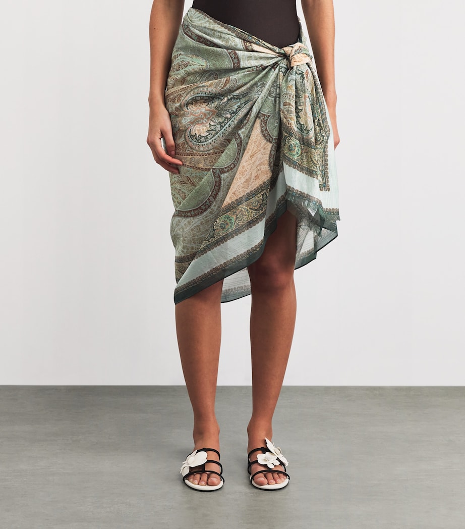 Metallic Cotton-Silk Tapestry Pareo TPSTRY TEAL MLTITPTM Image 3