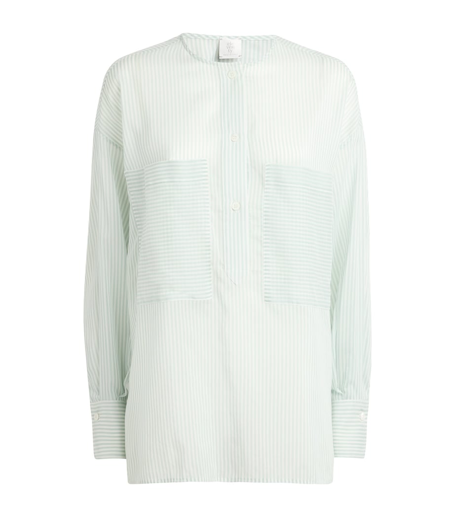 Eleventy Womens Cotton-Silk Stripe Shirt Giada Image 1