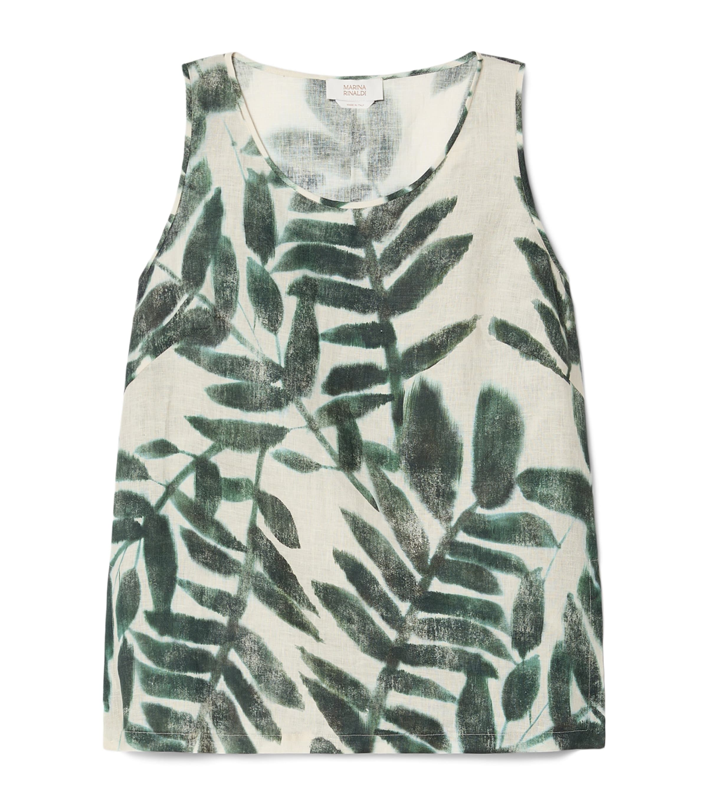 Marina Rinaldi Womens Linen Canvas Sleeveless Top Olive Green Image 1