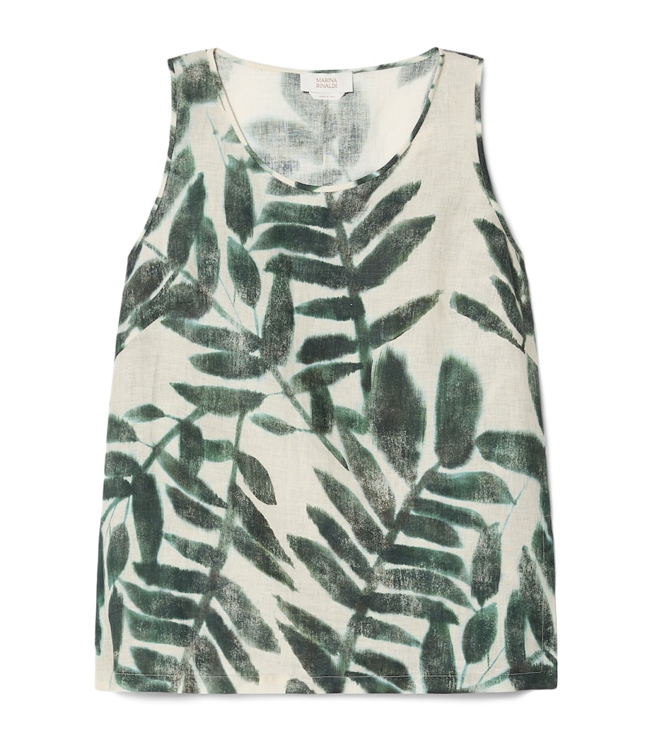 Marina Rinaldi Womens Linen Canvas Sleeveless Top Olive Green Image 1
