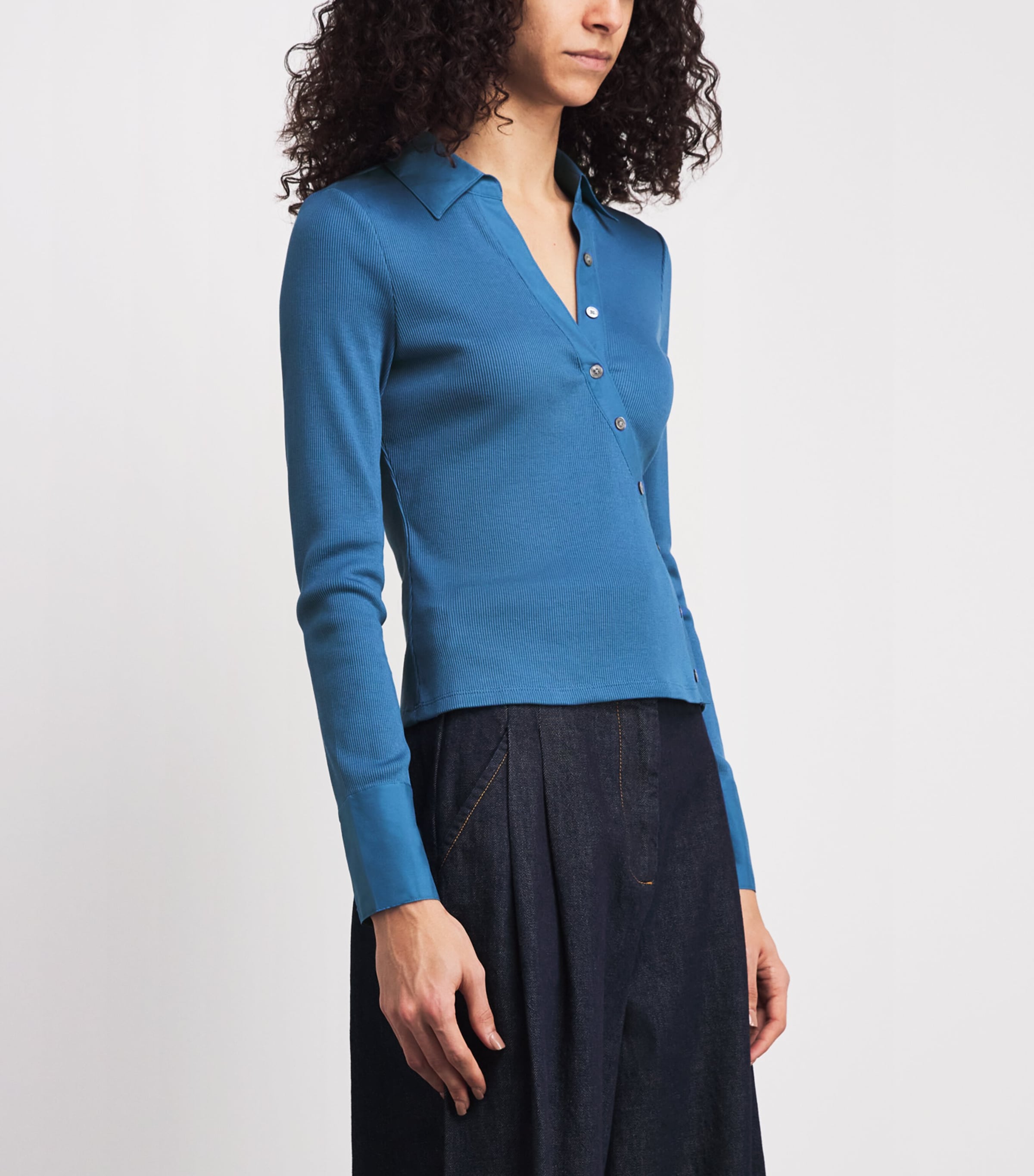 Asymmetric Button-Down Brenner Top B1365 BLUE COAST Image 4