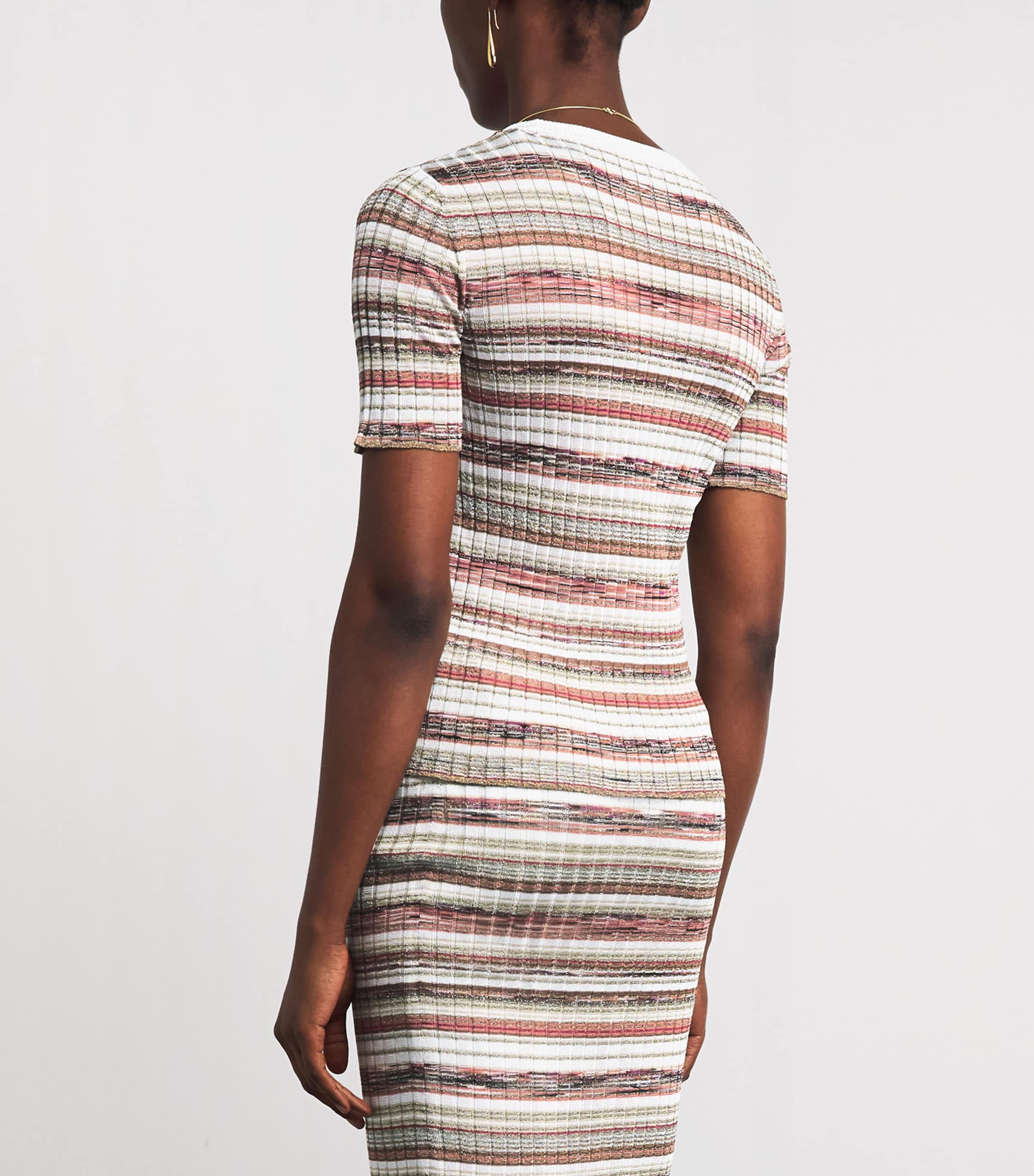 Missoni Womens Ribbed Stripe T-Shirt Pnk W Brn & Wt Image 5