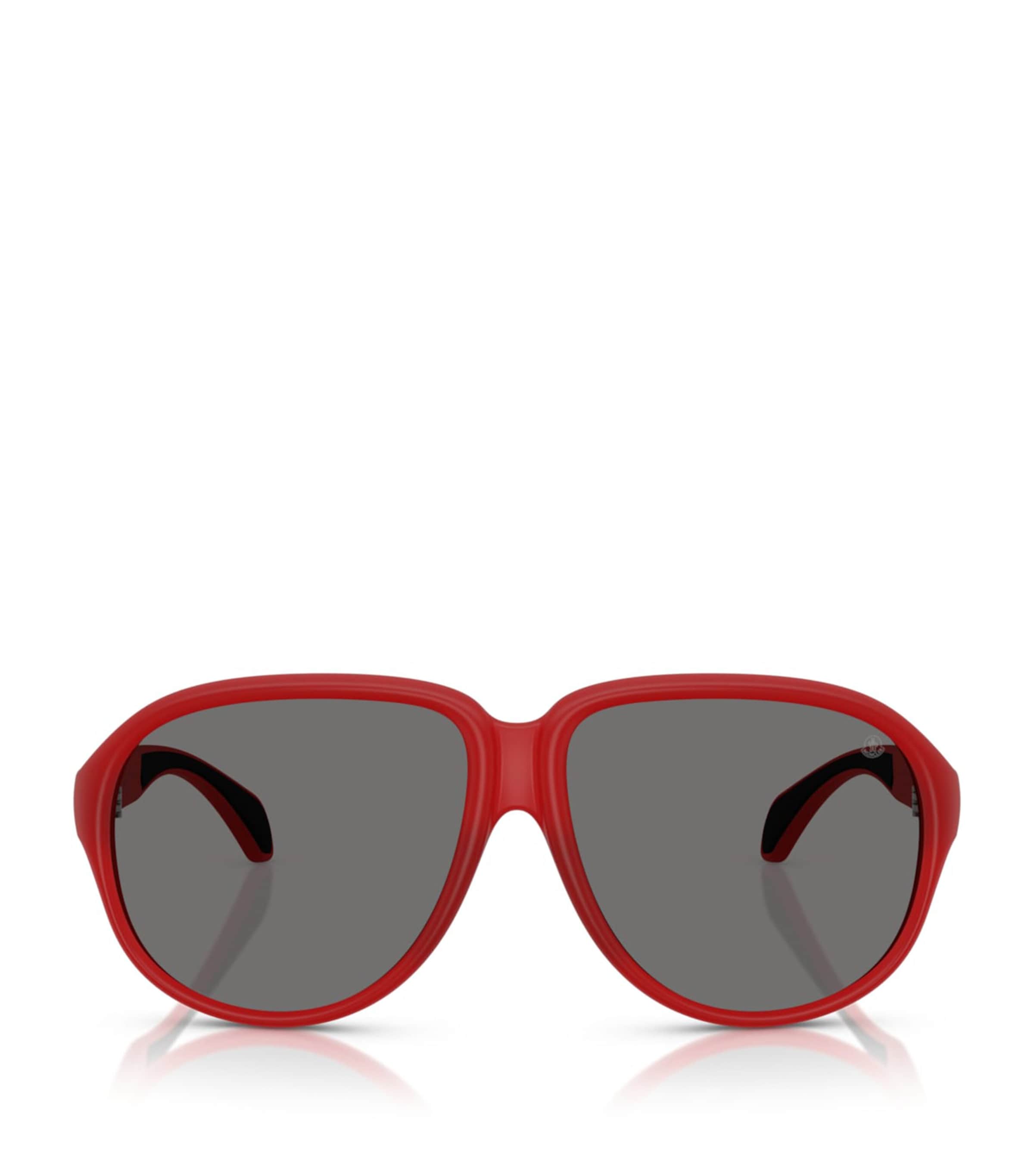 Moncler Womens Me8001 Halcyonne Aviator Acetate Sunglasses Red In Red