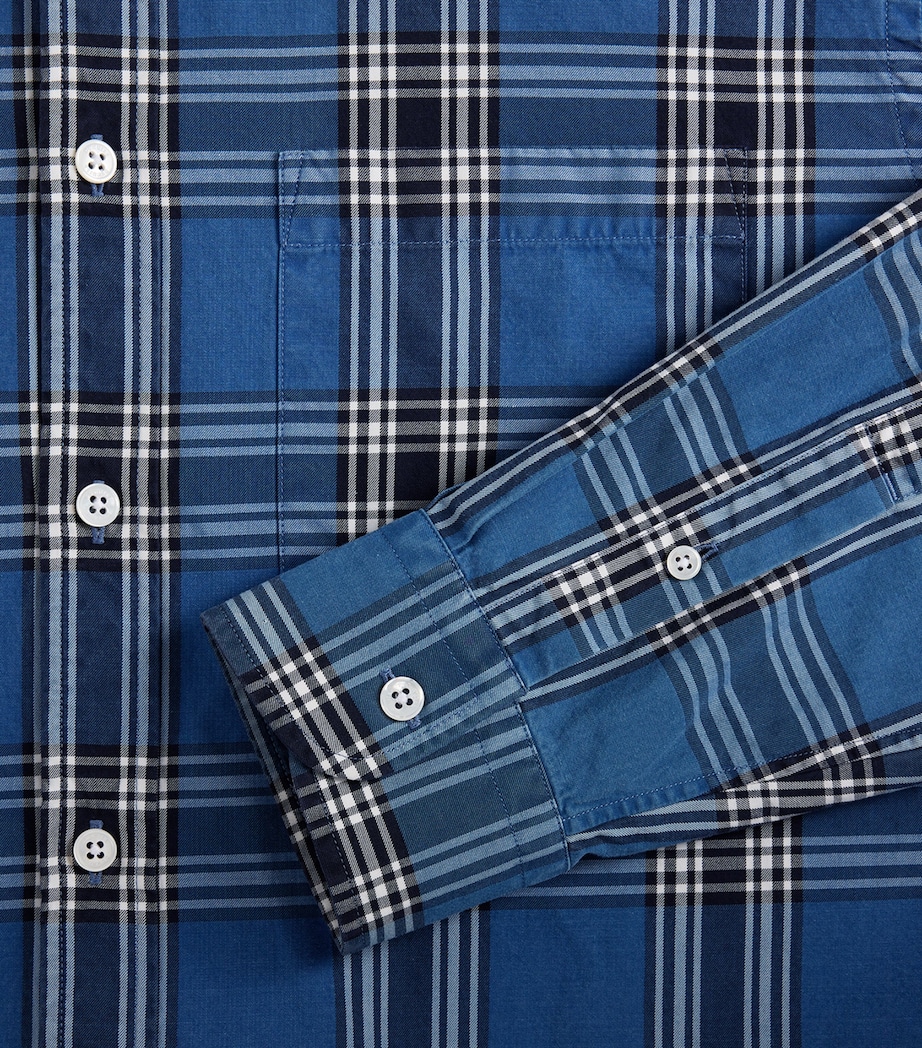 Dunhill Mens Cotton Check Print Shirt Indigo Image 5
