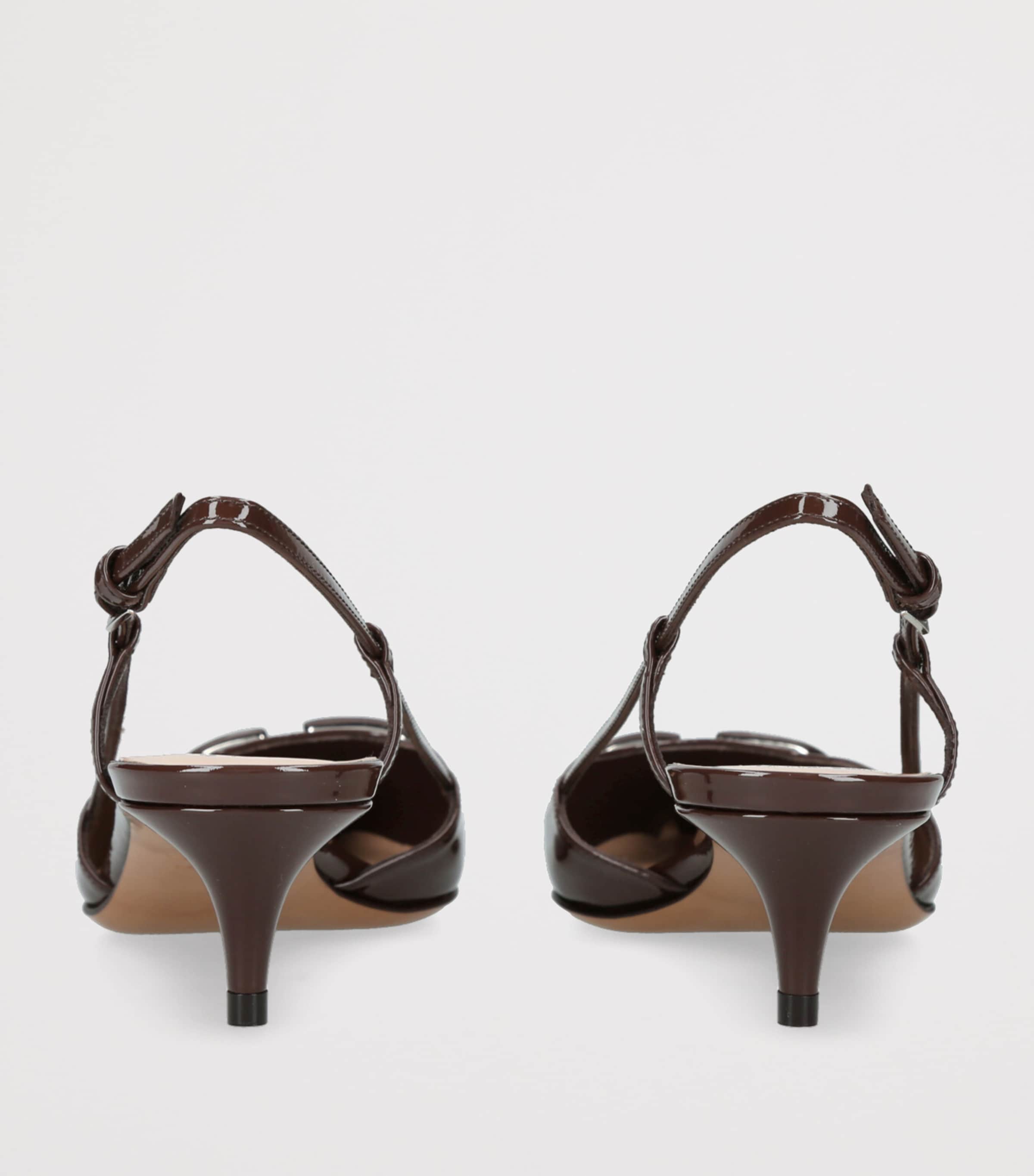 Patent Leather VLogo Slingback Pumps 40 BROWN Image 2