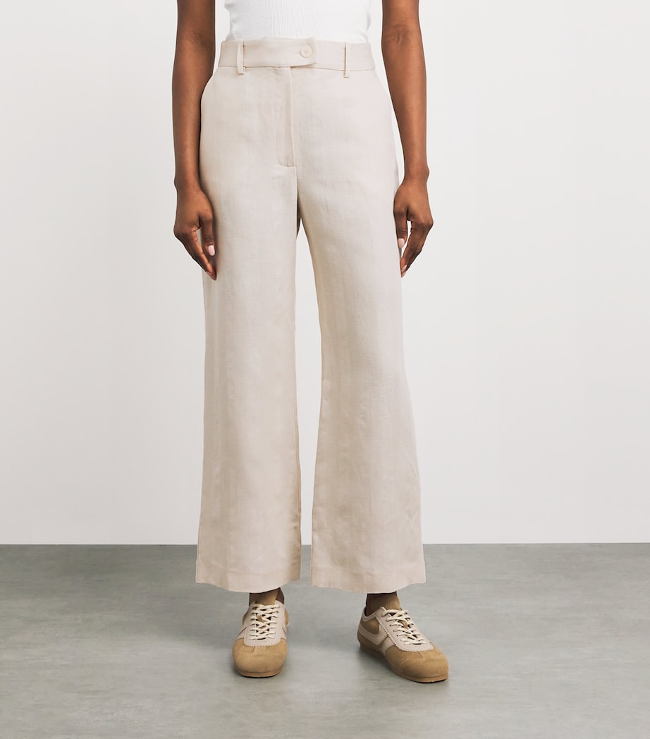 Claudie Pierlot Womens Linen Cropped Trousers Sand Image 4