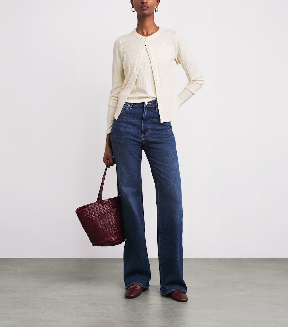 Pointelle-Knit Lira Cardigan W0007 ECRU Image 2