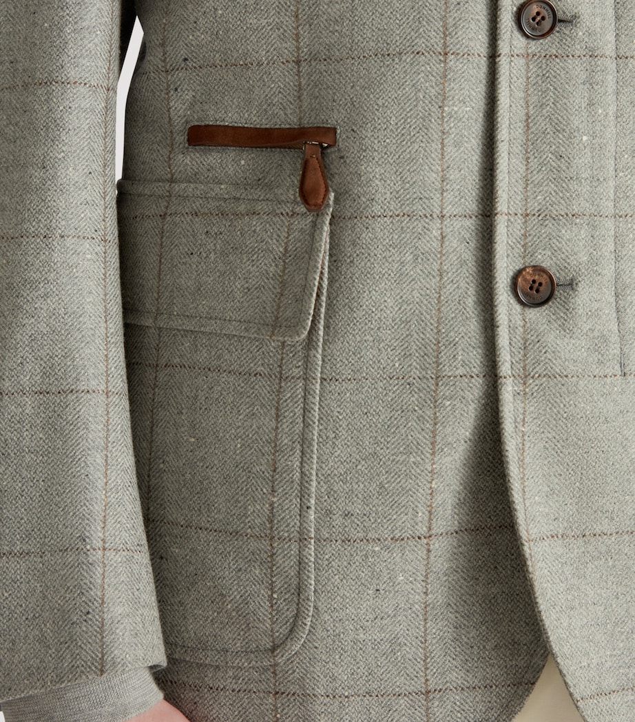 Wool-Silk Herringbone Travel Jacket 036GREY MELANGE Image 5