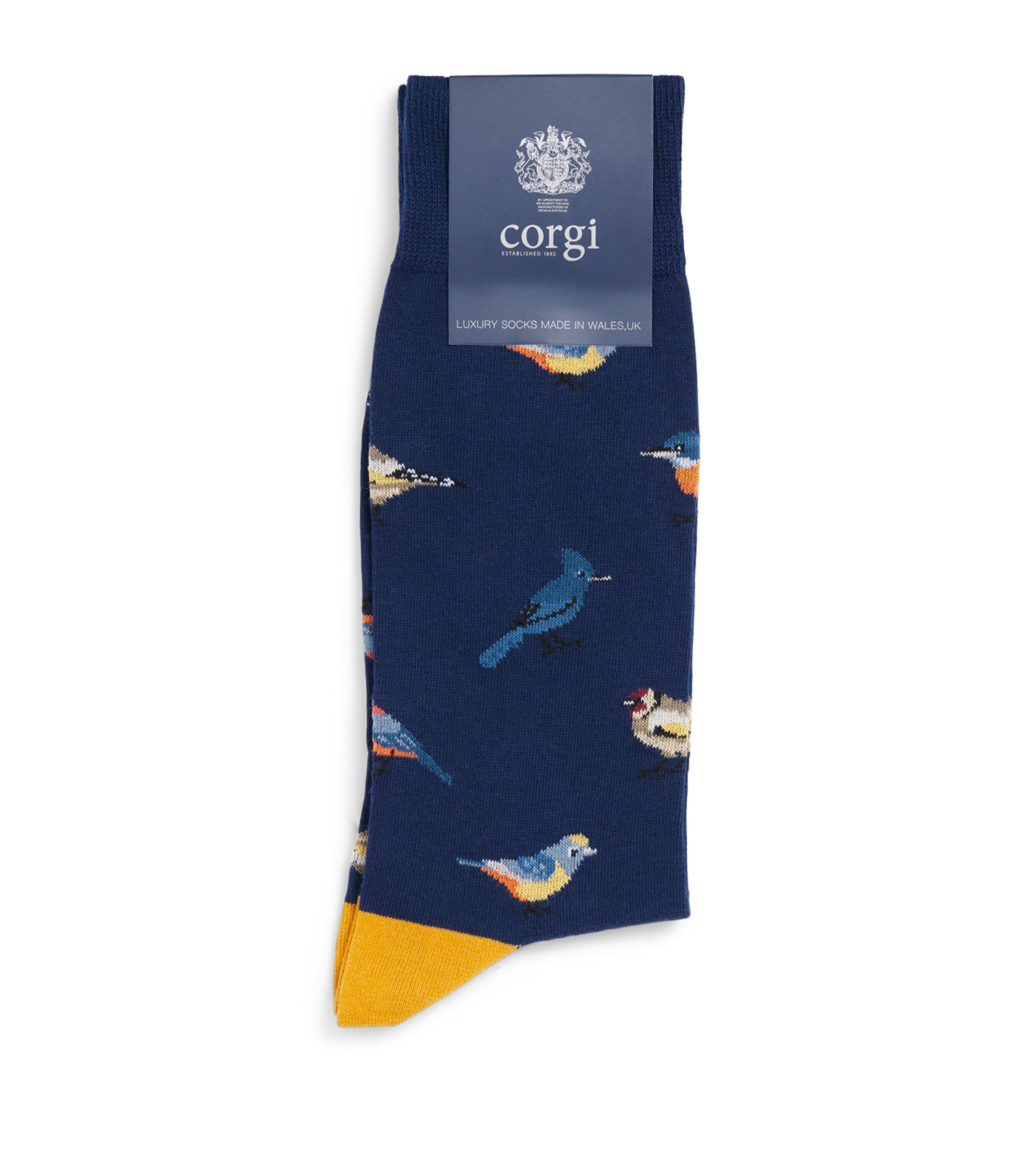 Corgi Mens Jacquard Bird Socks Petrol Image 1