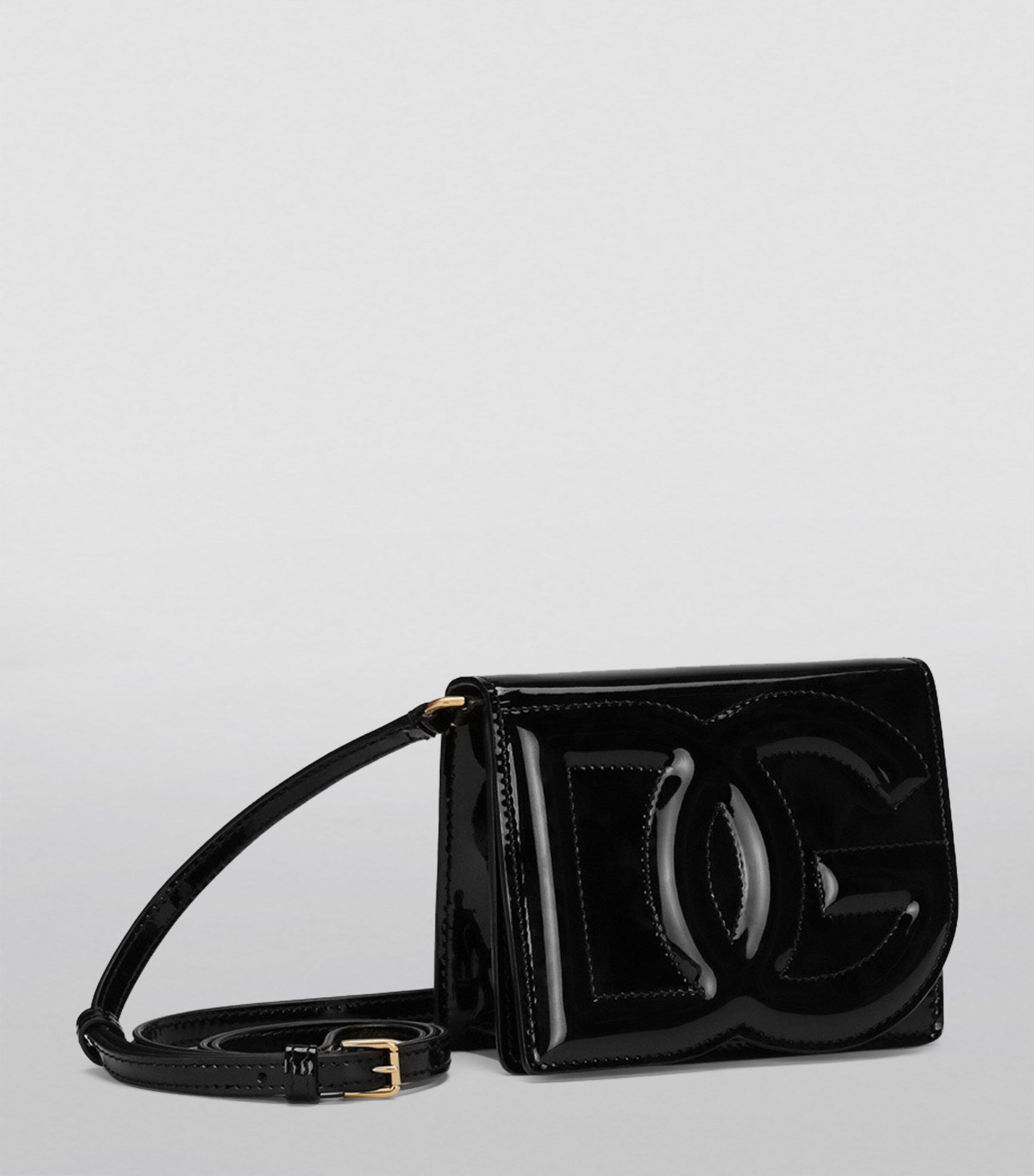 Small Patent Leather Logo Cross-Body Bag 80999-BLACK Image 3