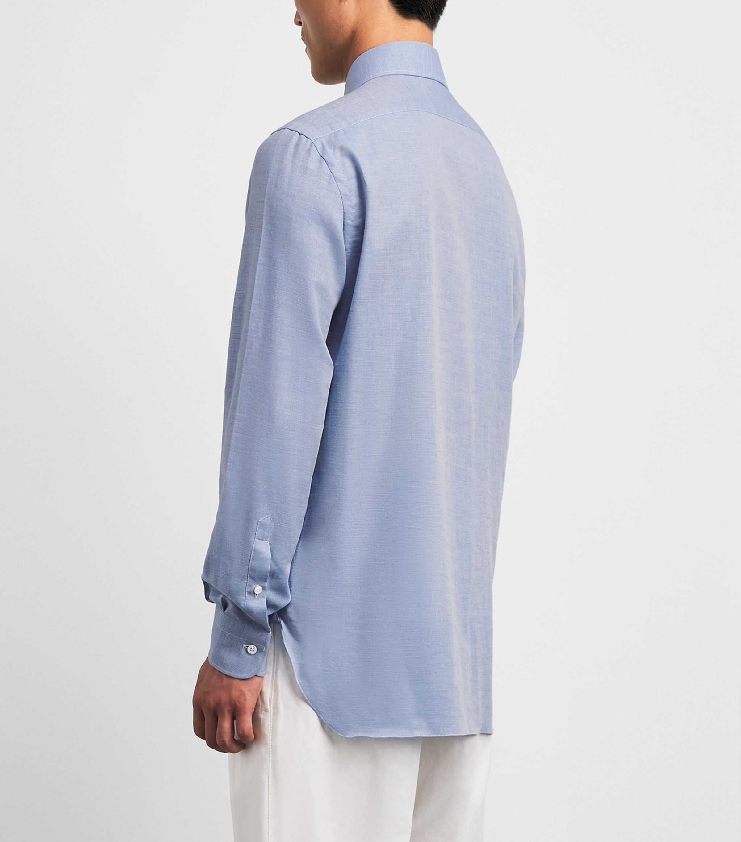 Barba Napoli Mens Cotton-Cashmere Shirt Blue Image 5