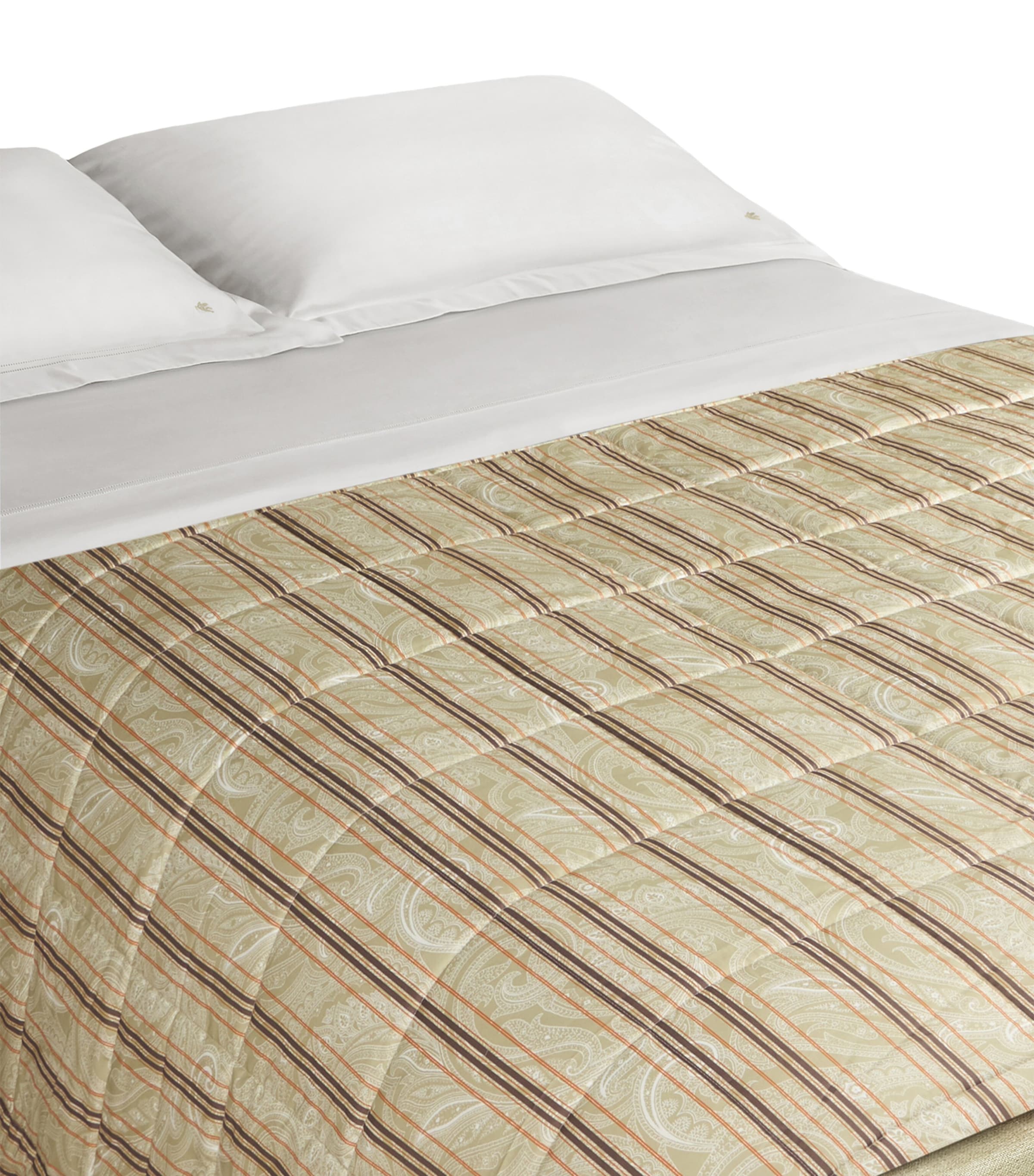 Etro Super King Amalia Quilted Bed Spread (270cm x 270cm) Print On Beige Base Image 2