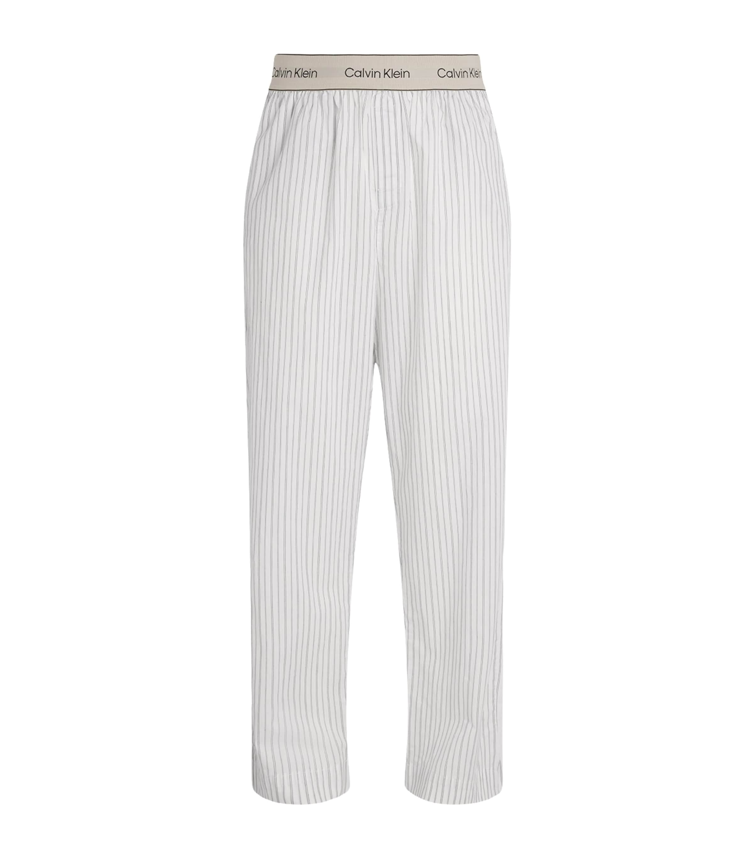 Calvin Klein Cotton Stripe Sleep Trousers In Gold
