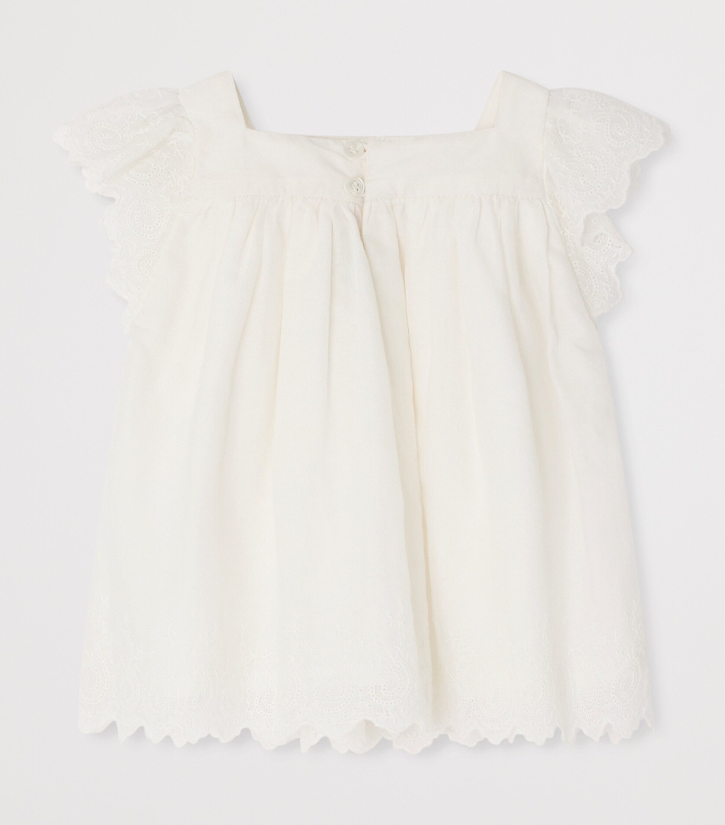 Bonpoint Cotton Embroidered Top (6-18 Months) Upb Blanc Lait Image 2
