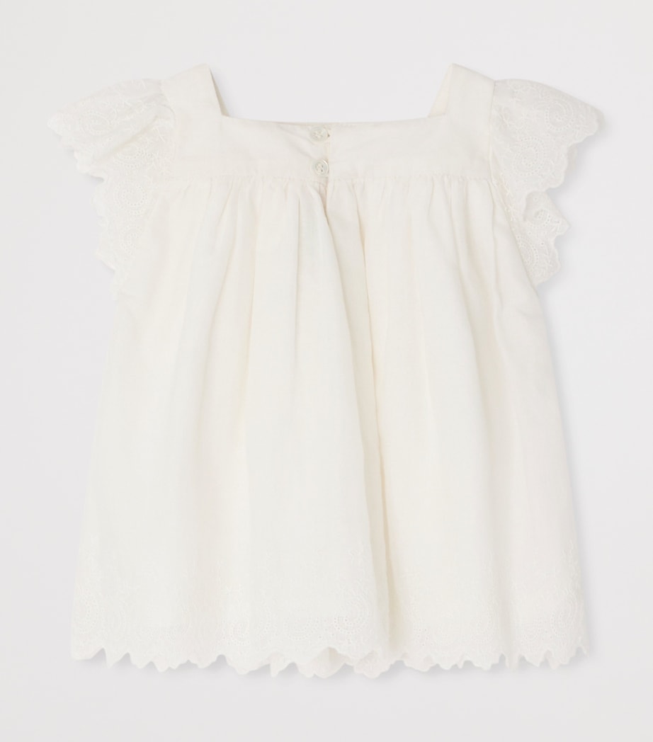 Bonpoint Cotton Embroidered Top (6-18 Months) Upb Blanc Lait Image 2