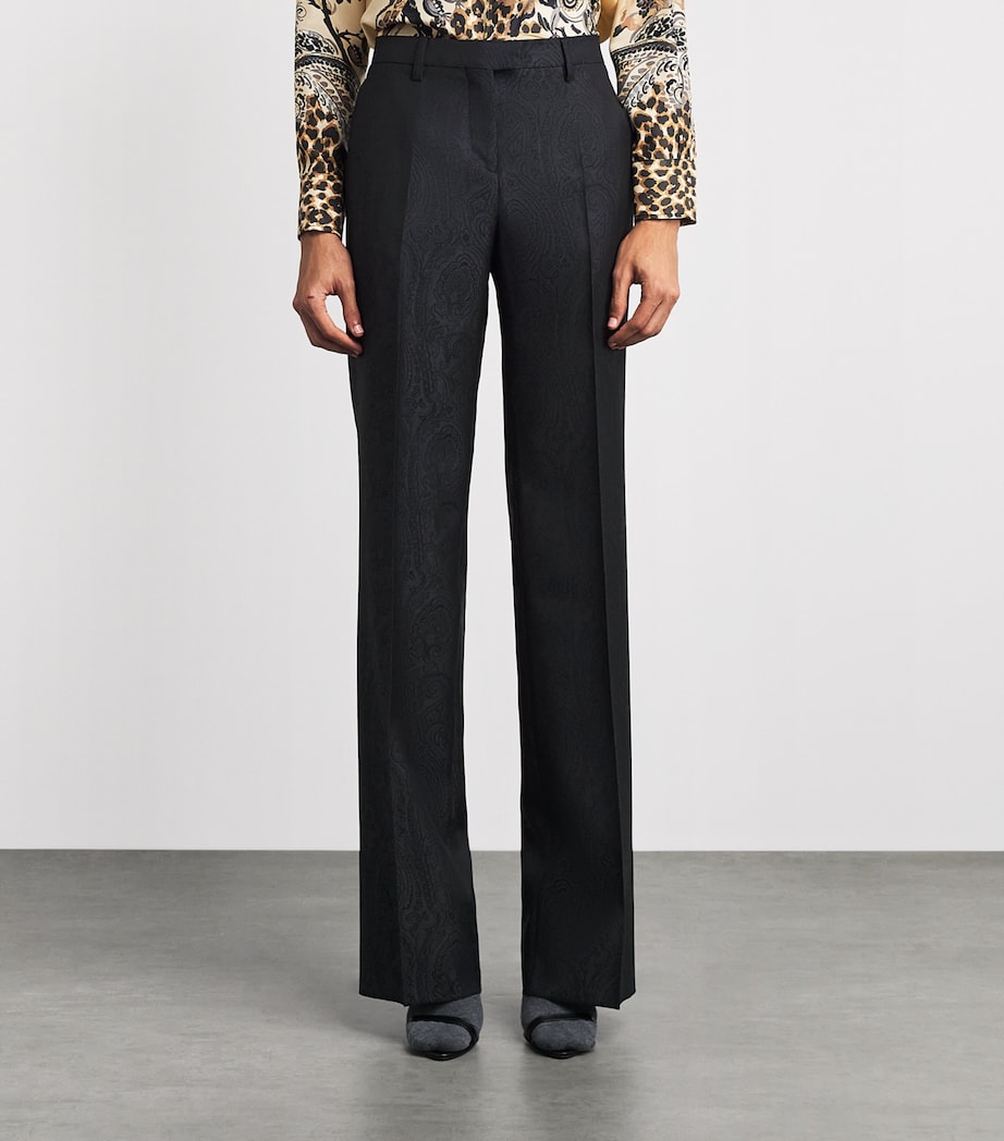 Etro Womens Wool Paisley Trousers Black Image 4