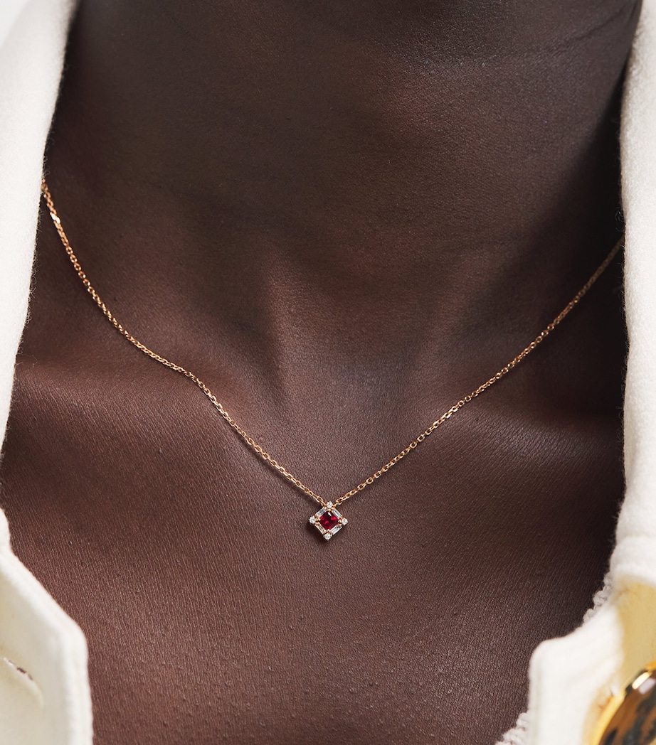 Suzanne Kalan Rose Gold Ruby and Diamond Mini Princess Pendant Necklace Rg/r Image 2