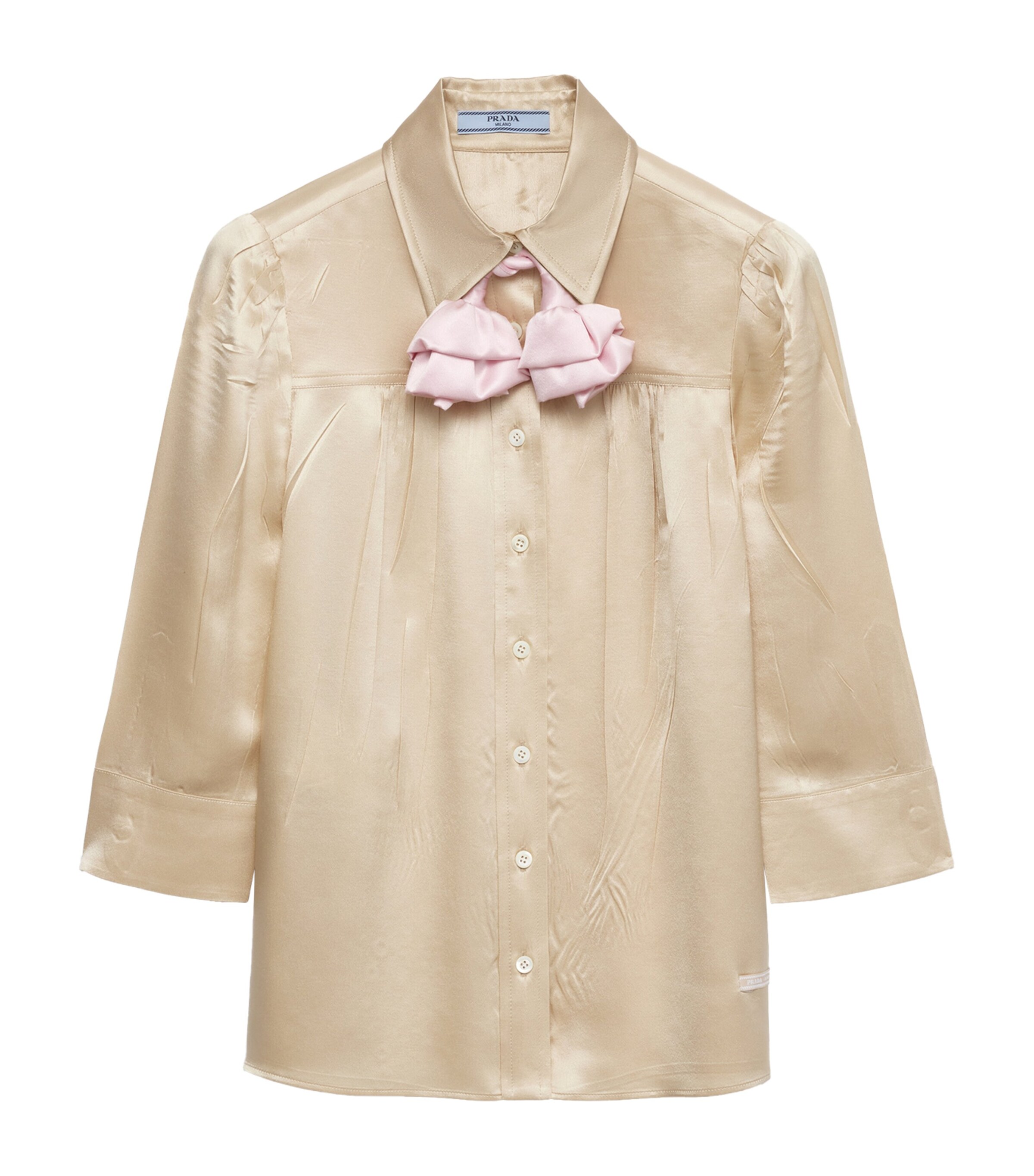 Prada Silk Satin Crepe Floral-Detail Shirt | Harrods UK