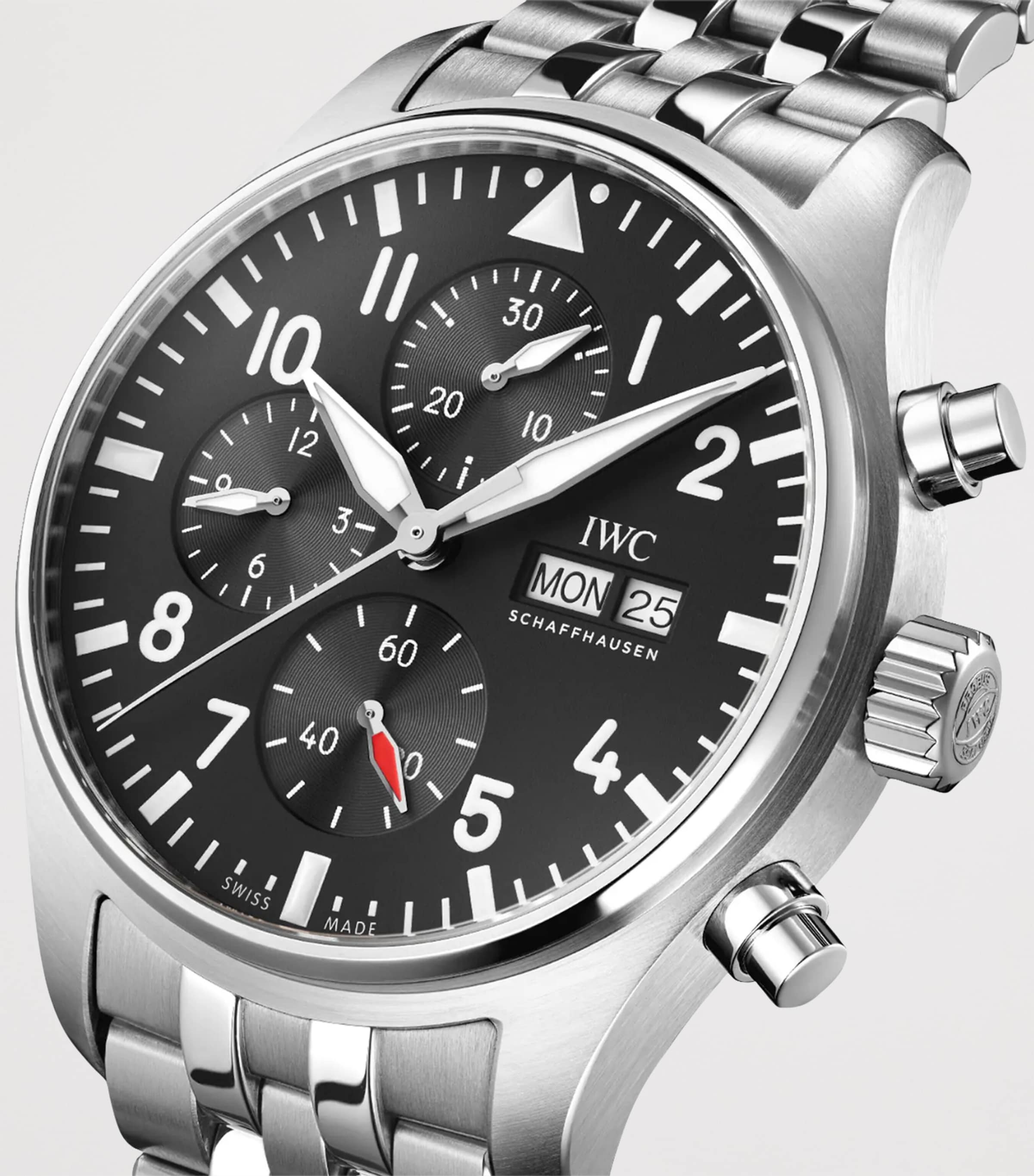 Stainless Steel Pilot's Chronograph Watch 43mm BLACK Image 3