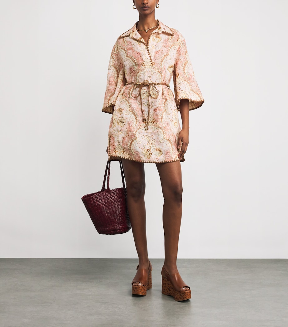 Linen Printed Daylight Mini Dress DAMASK ROSEDARO Image 2