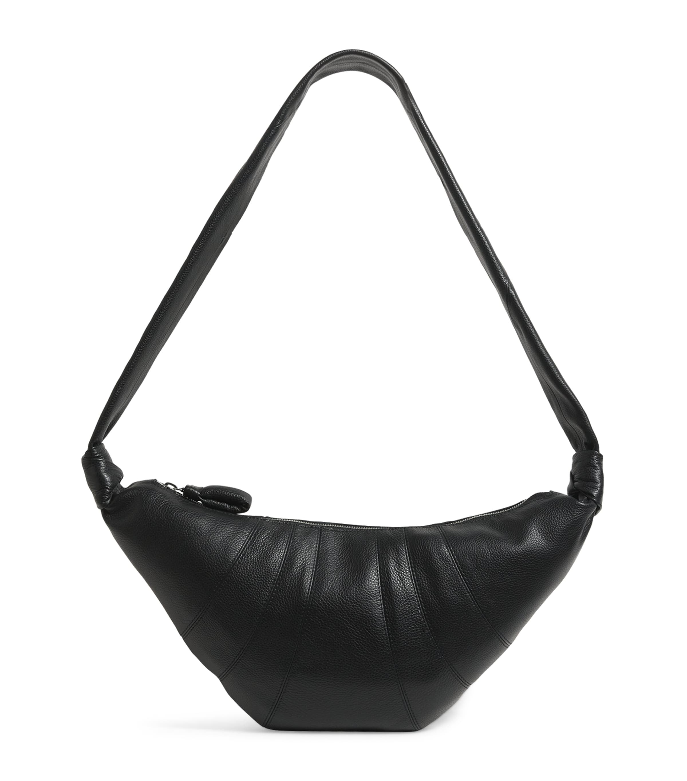 Lemaire Medium Grained Leather Croissant Shoulder Bag In Black