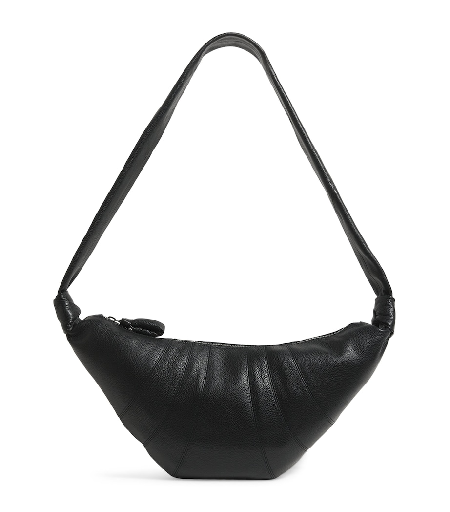 Medium Grained Leather Croissant Shoulder Bag BK999 BLACK Image 1