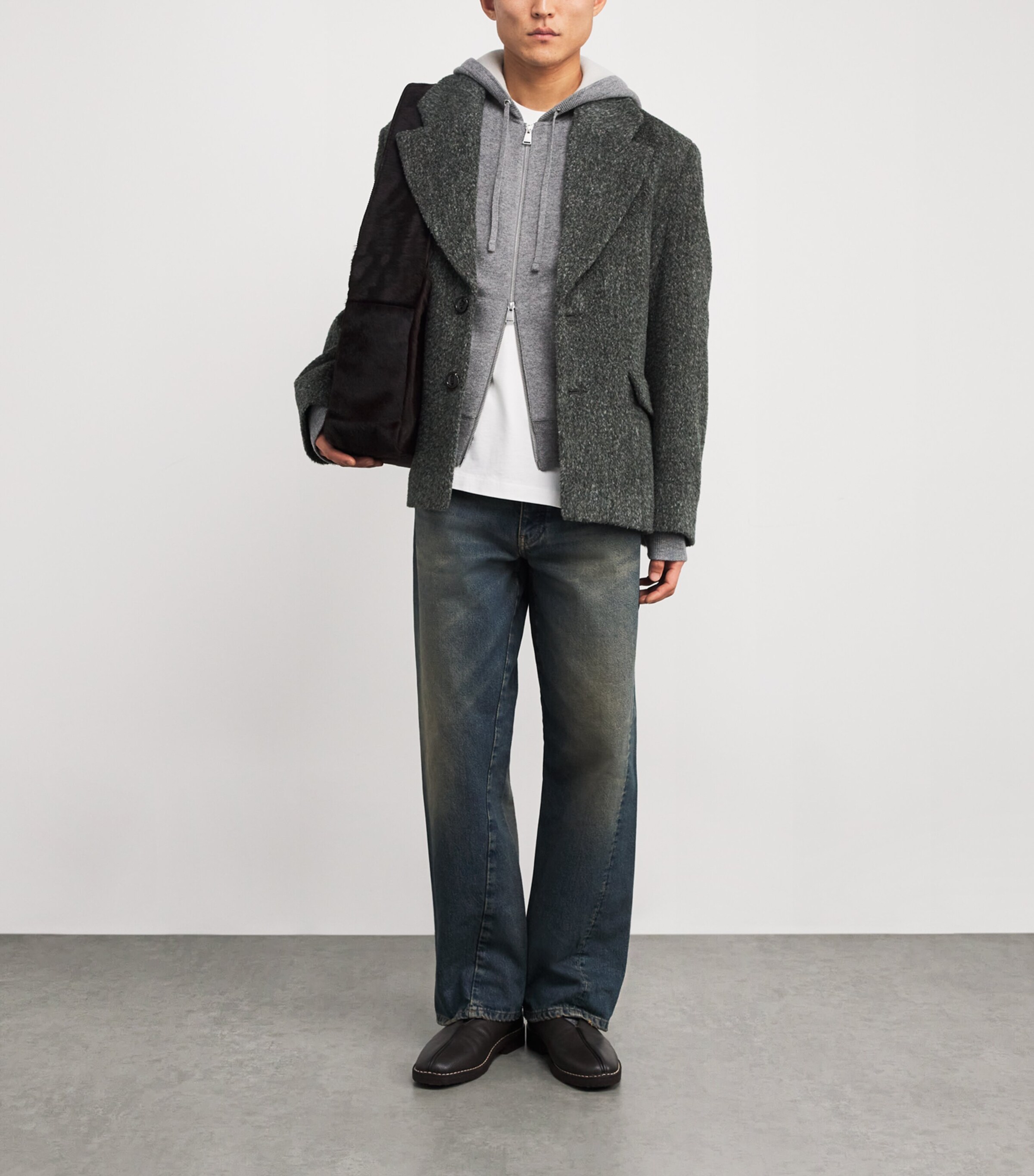 Wool-Blend Zip-Up Hoodie HEATHER GREY Image 2