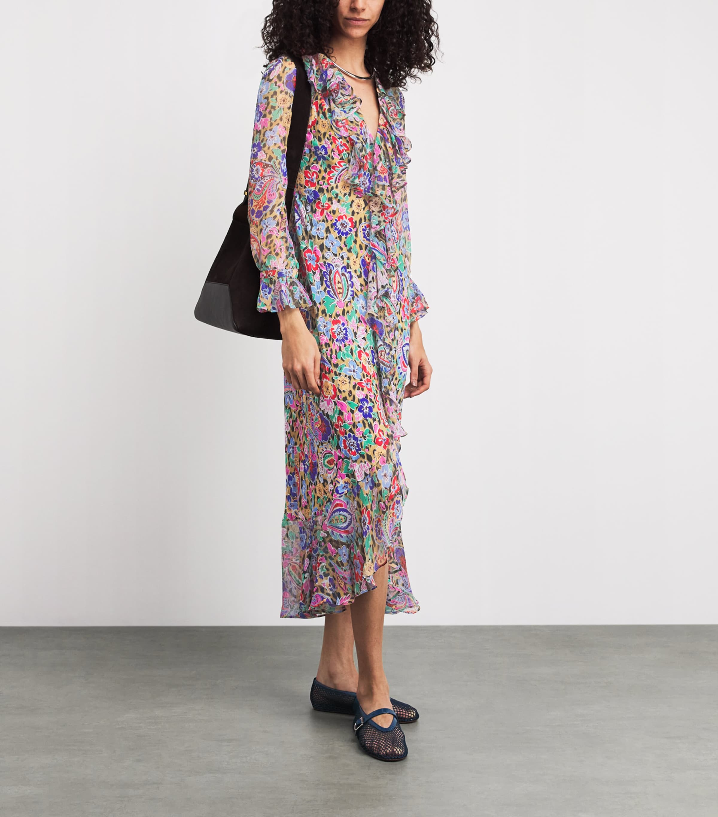 Rixo Womens Leopard-Floral Print Gracye Maxi Dress Cara Flrl Lprd Brwn Image 2