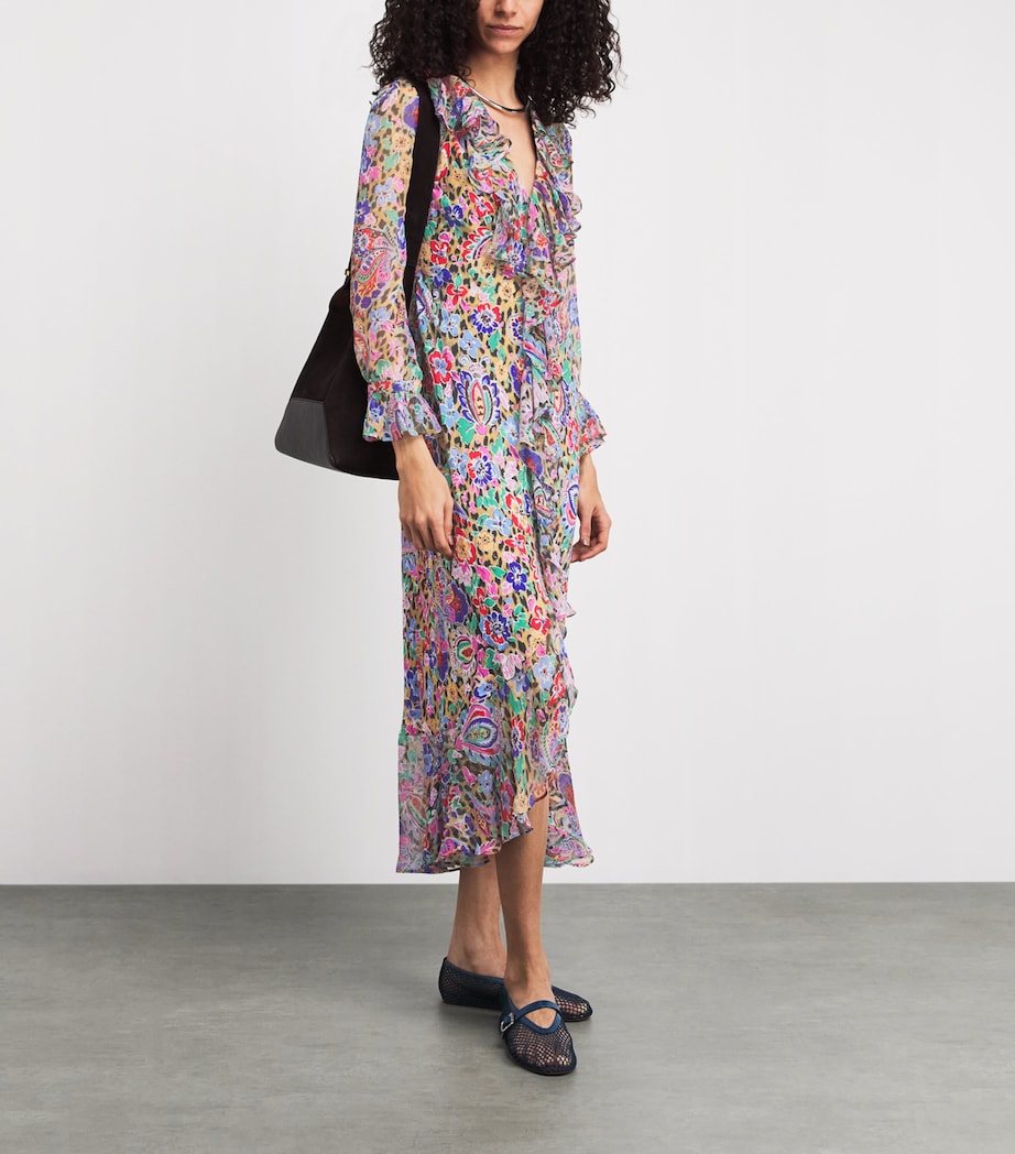 Rixo Womens Leopard-Floral Print Gracye Maxi Dress Cara Flrl Lprd Brwn Image 2